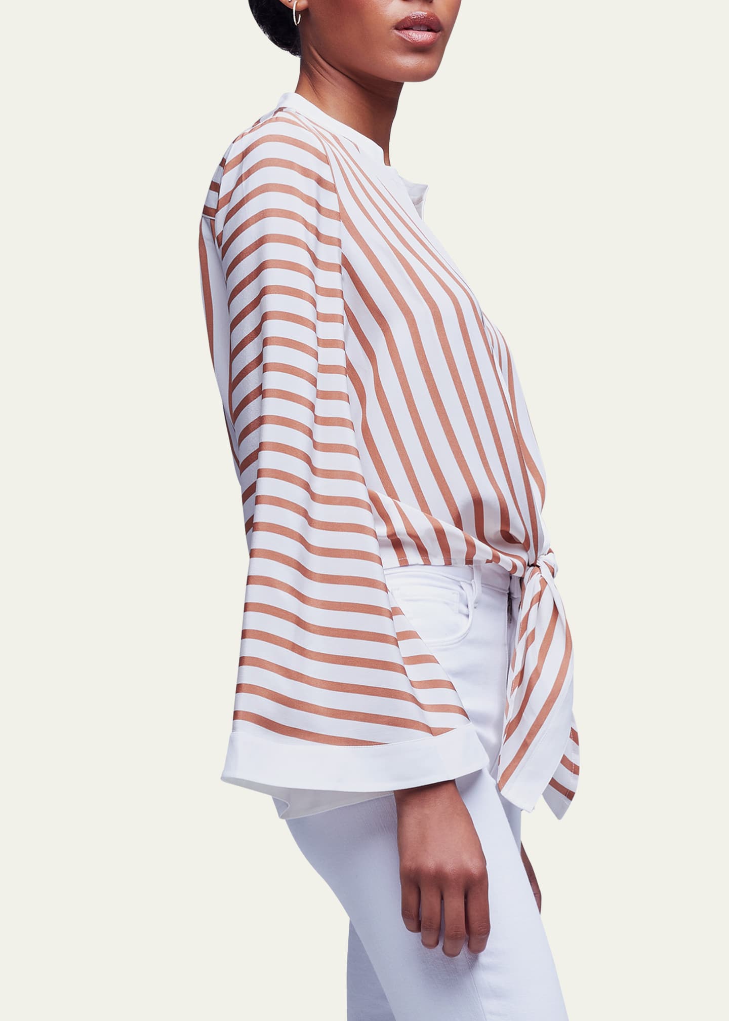 L'Agence Charlize Striped Bell-Sleeve Blouse - Bergdorf Goodman