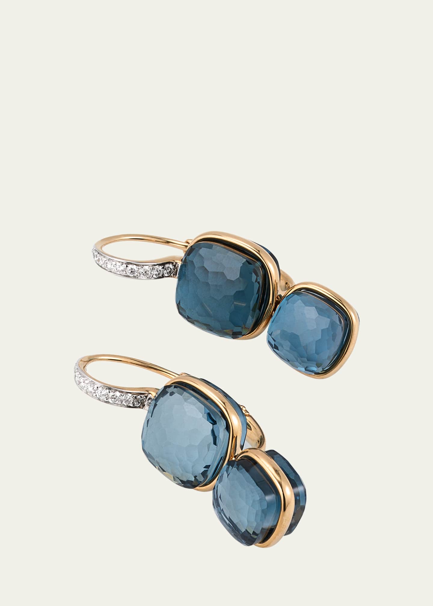 Pomellato 18K Nudo Double Drop London Blue Topaz and Diamond Earrings Image 3 of 4