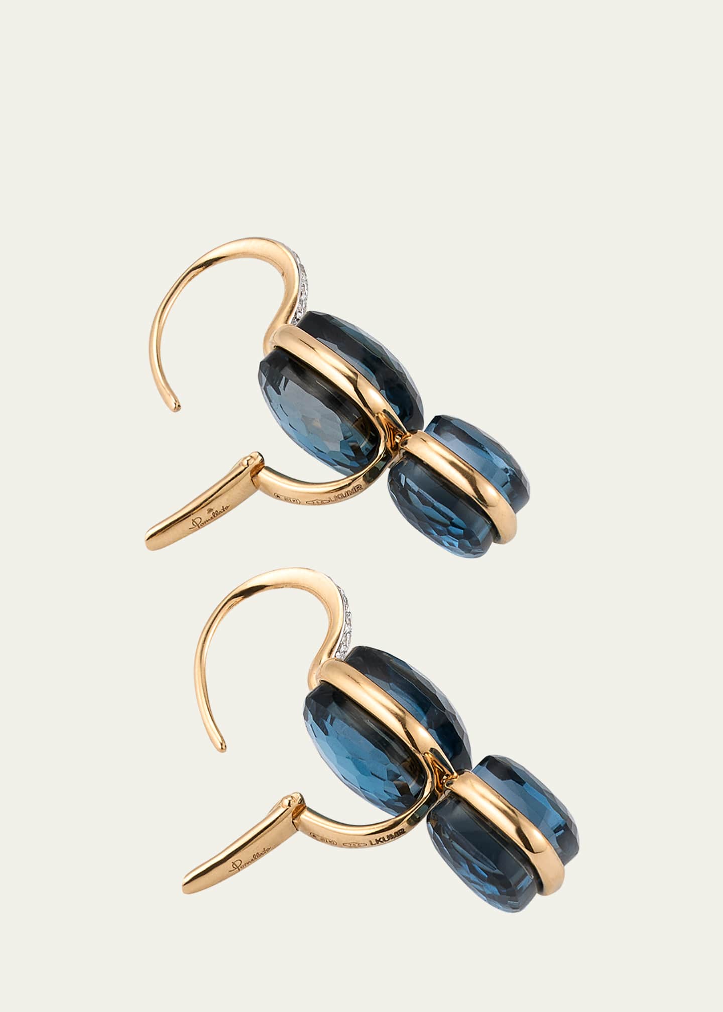 Pomellato 18K Nudo Double Drop London Blue Topaz and Diamond Earrings Image 4 of 4