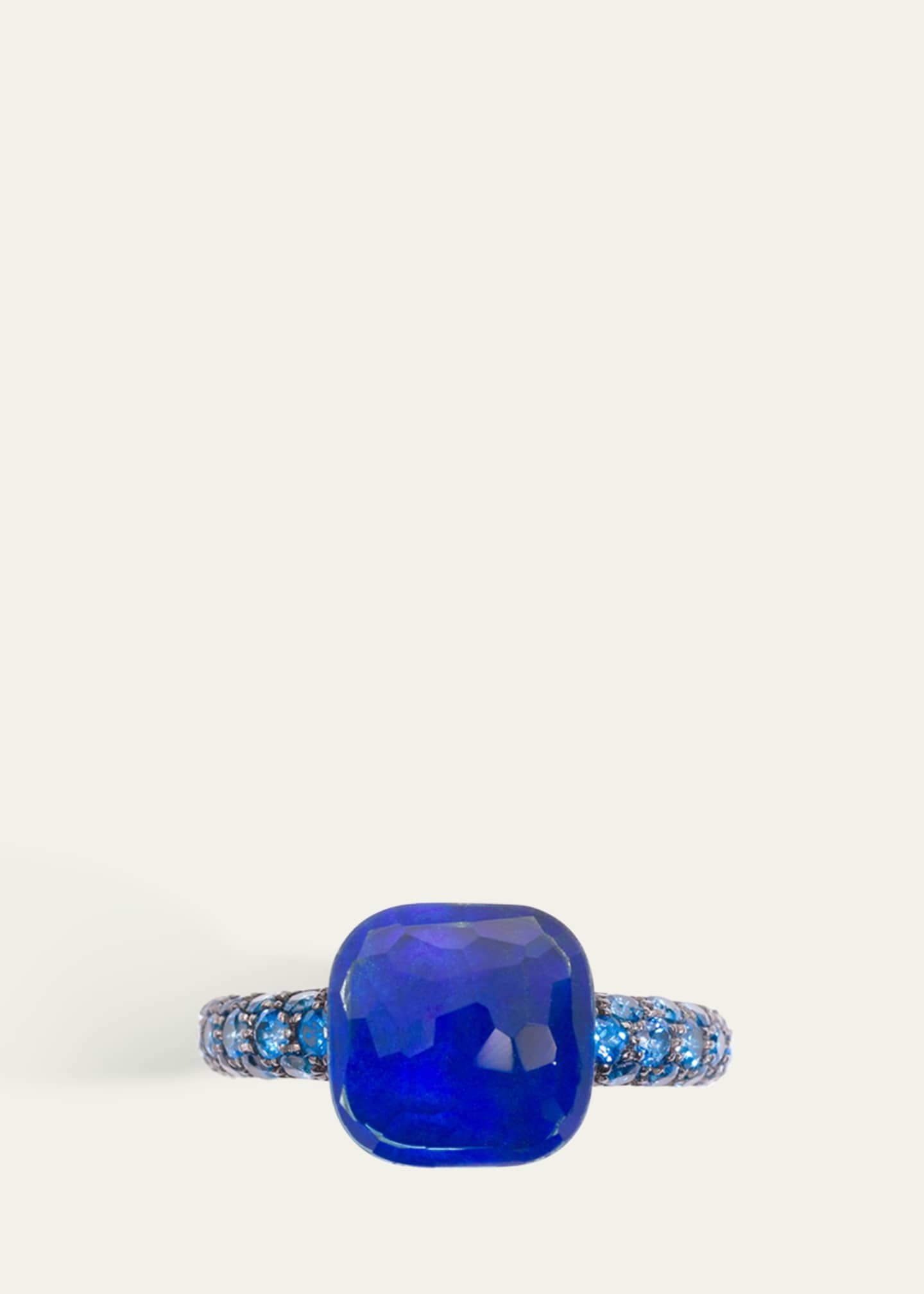 Pomellato Nudo Classic 18K Rose Gold London Blue Topaz and Lapis Ring with Diffused Topazes Image 2 of 4