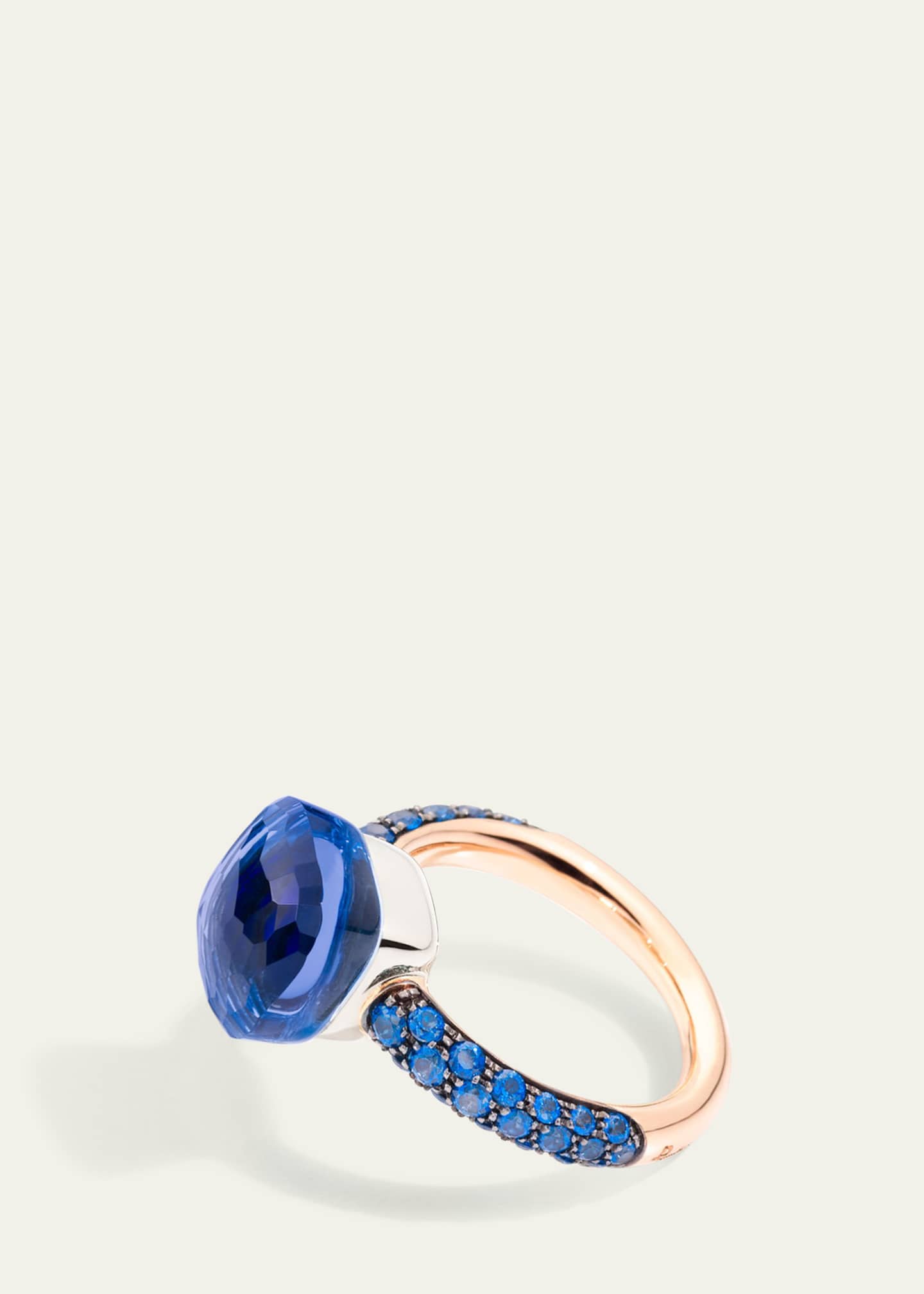 Pomellato Nudo Classic 18K Rose Gold London Blue Topaz and Lapis Ring with Diffused Topazes Image 3 of 4