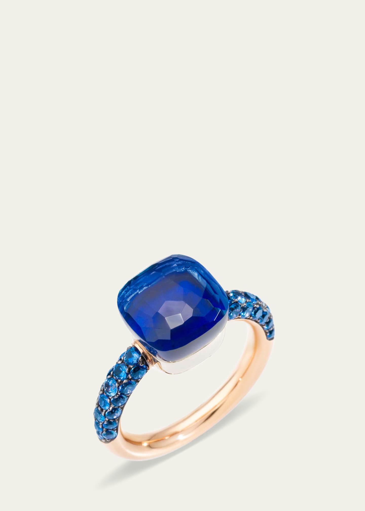 Pomellato Nudo Classic 18K Rose Gold London Blue Topaz and Lapis Ring with Diffused Topazes Image 4 of 4