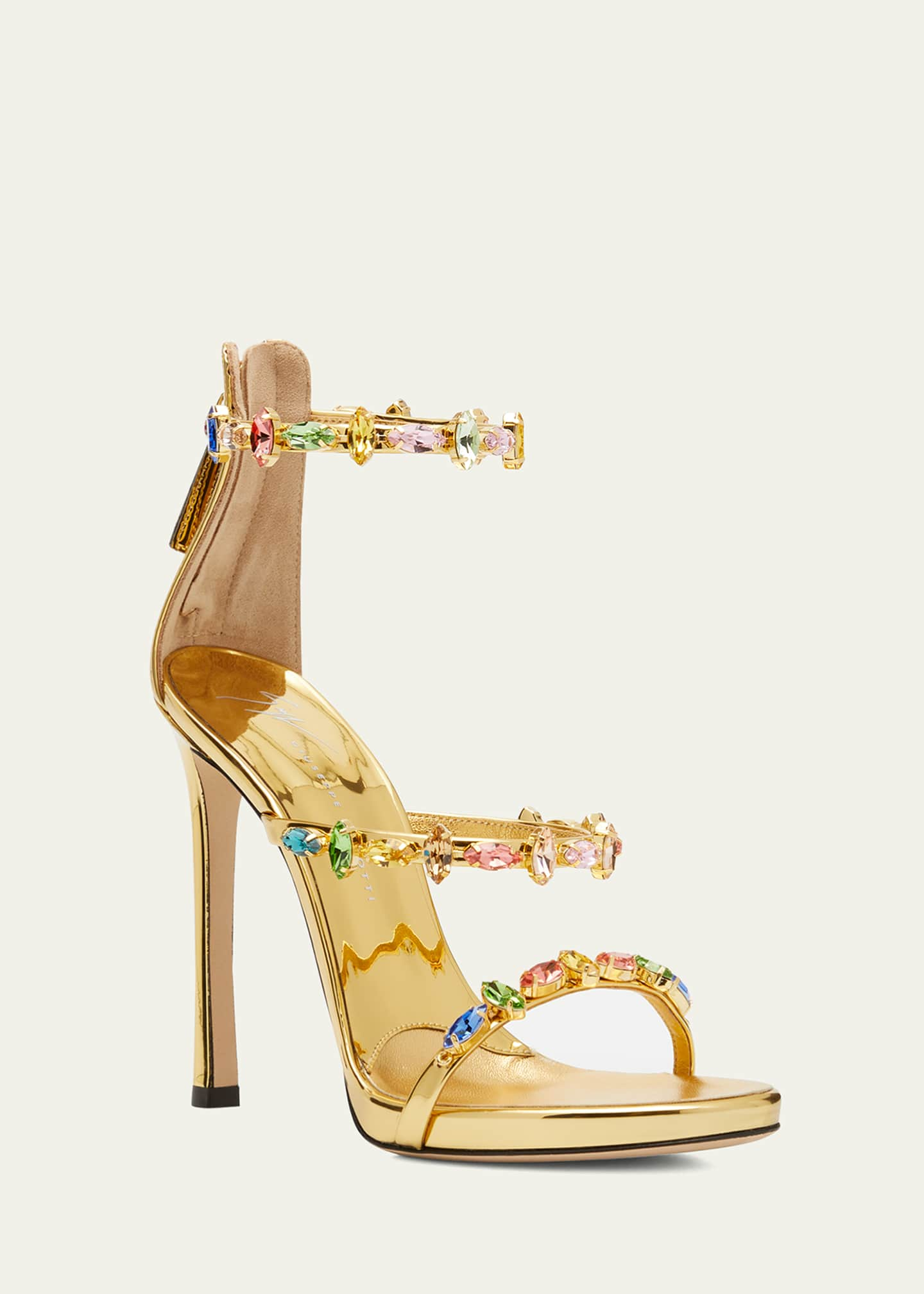 Giuseppe Zanotti Harmony Jeweled Metallic Three-Band Sandals