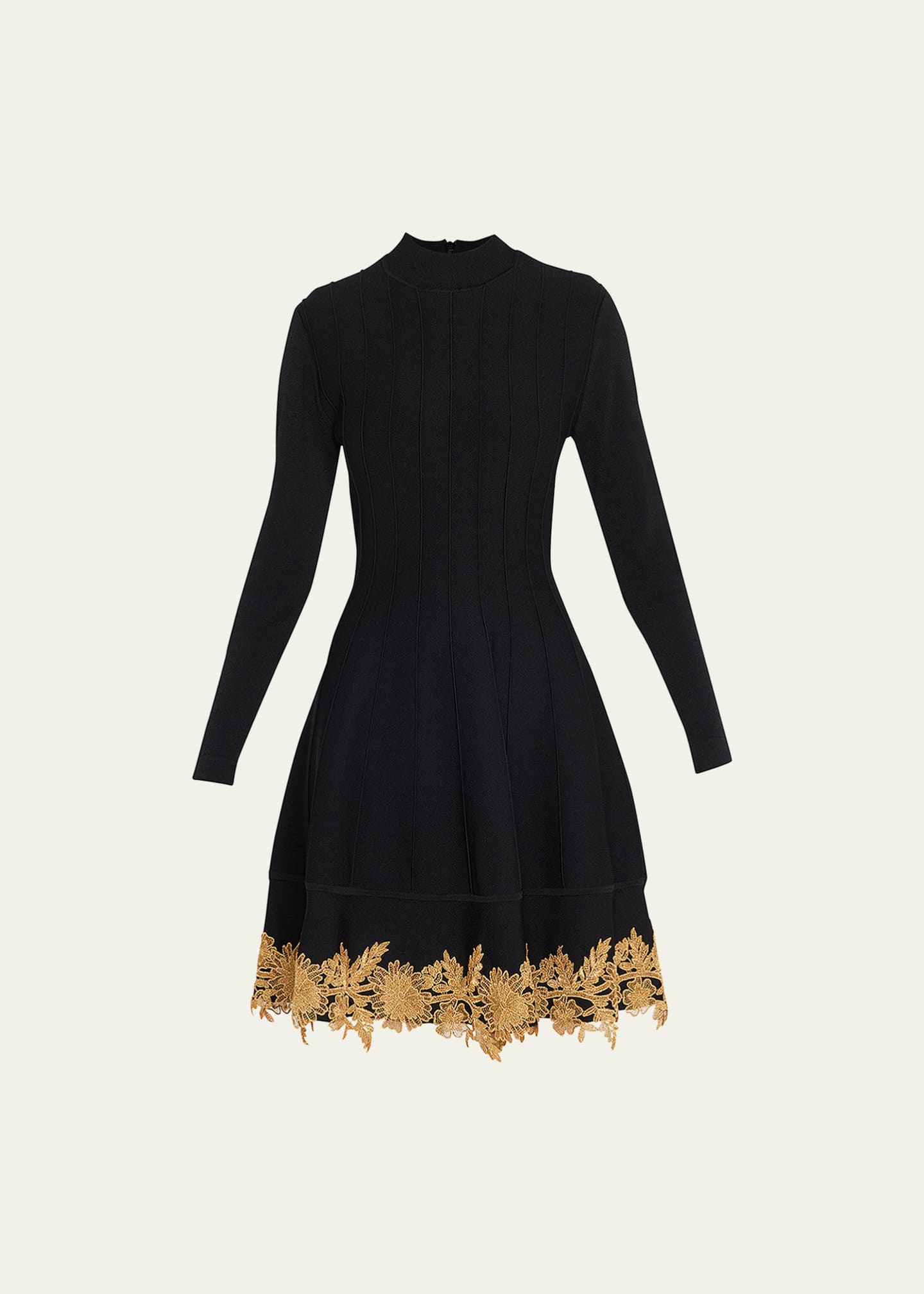 Lela Rose Flare Lace Trim Dress Bergdorf Goodman