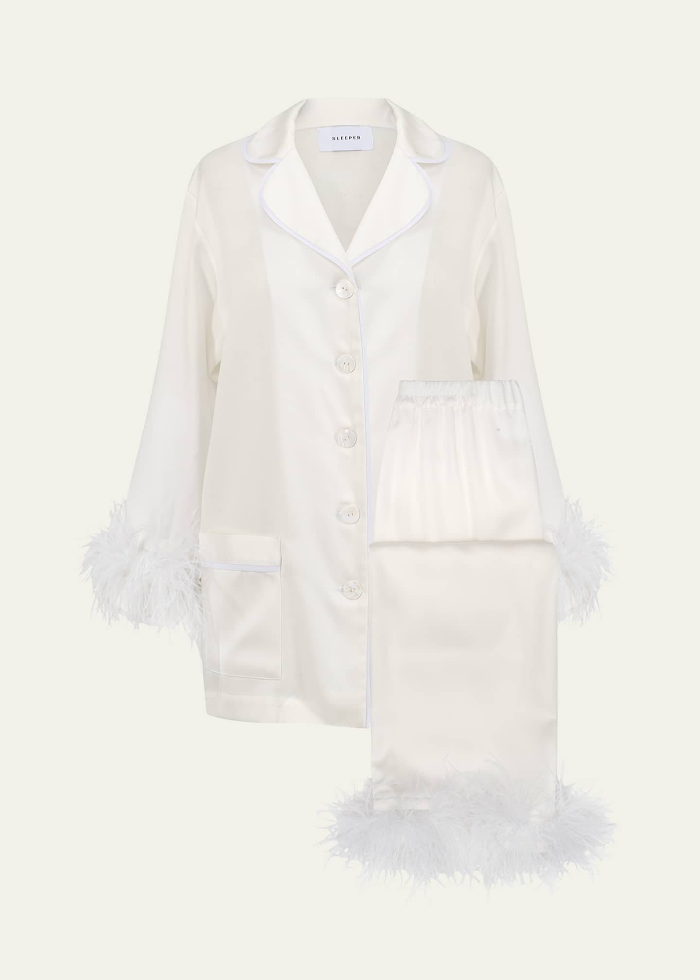 Sleeper feather trim pajama set new arrivals