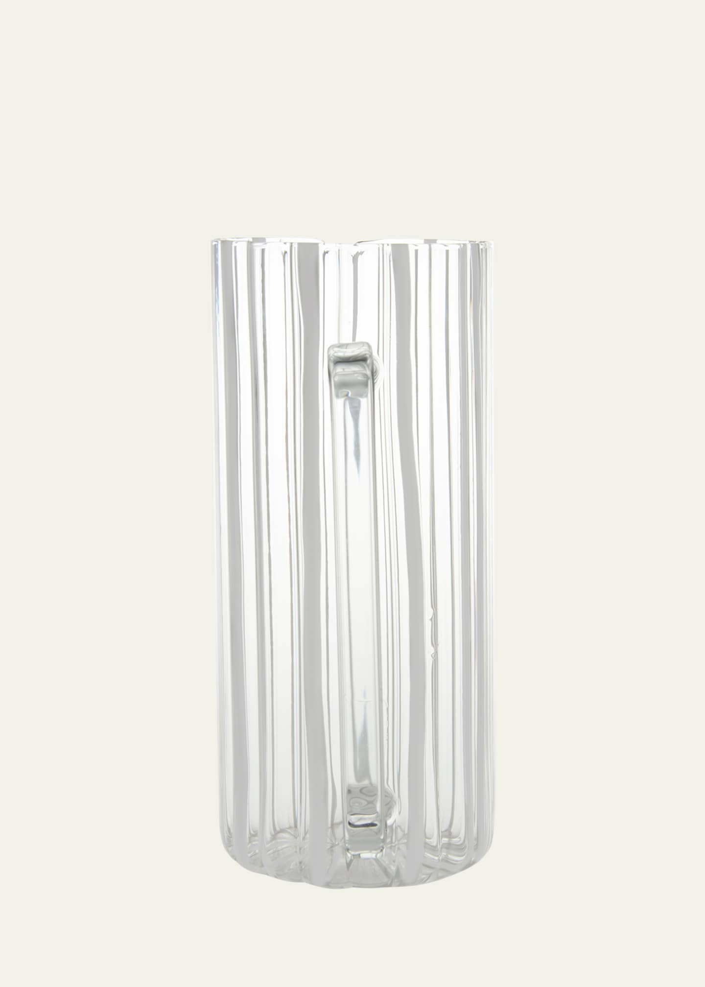 Tuttoattaccato Ribbed Tall Straight Glass Pitcher, White Image 2 of 3