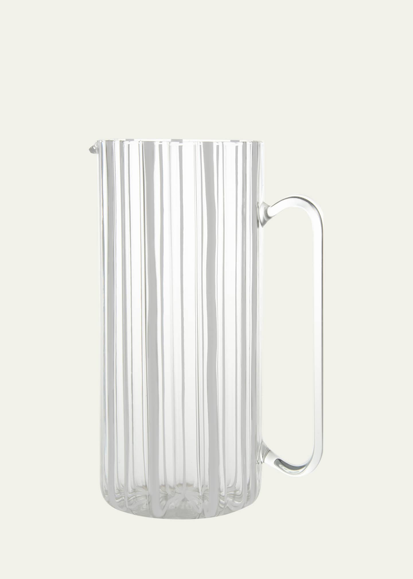 Tuttoattaccato Ribbed Tall Straight Glass Pitcher, White Image 1 of 3