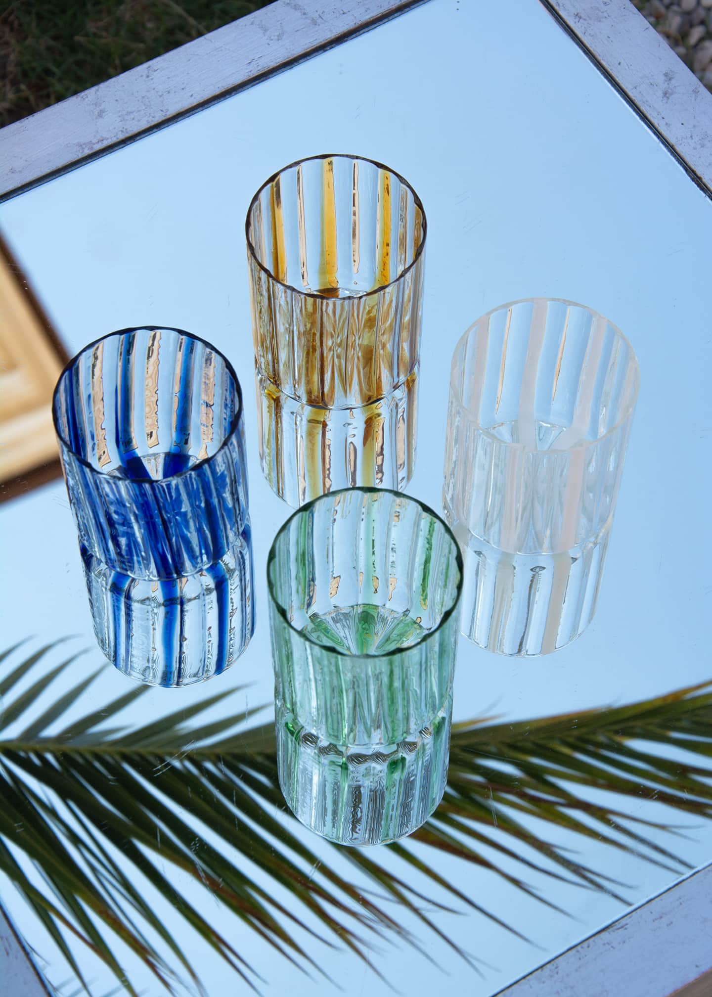 Tuttoattaccato Striped Glass, Green Image 3 of 4