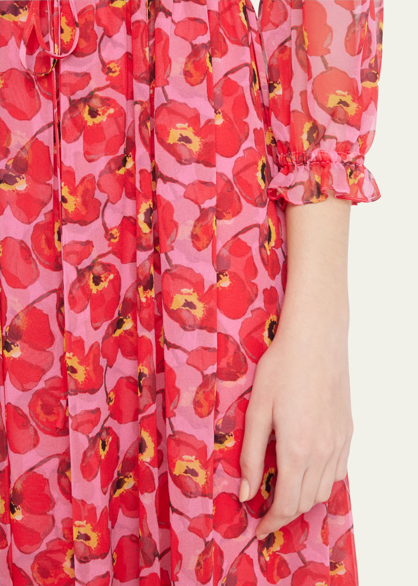 Carolina Herrera Plunging Floral-Print Waist-Tie Midi Dress - Bergdorf ...