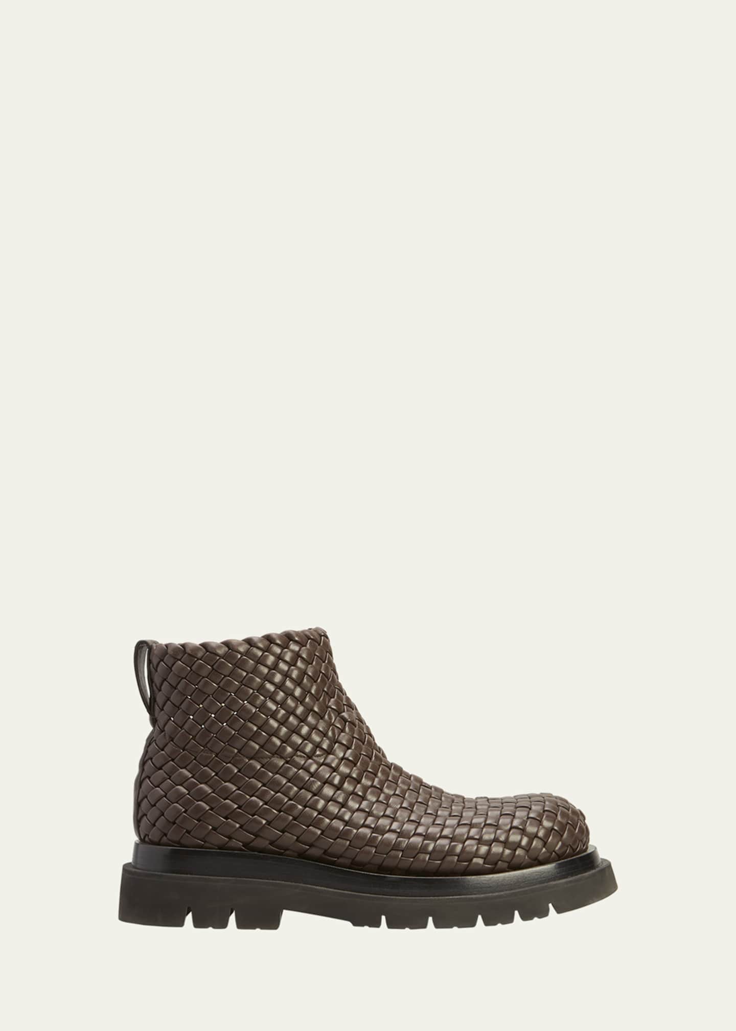 Bottega Veneta Men s Lug Sole Woven Leather Ankle Boots Bergdorf