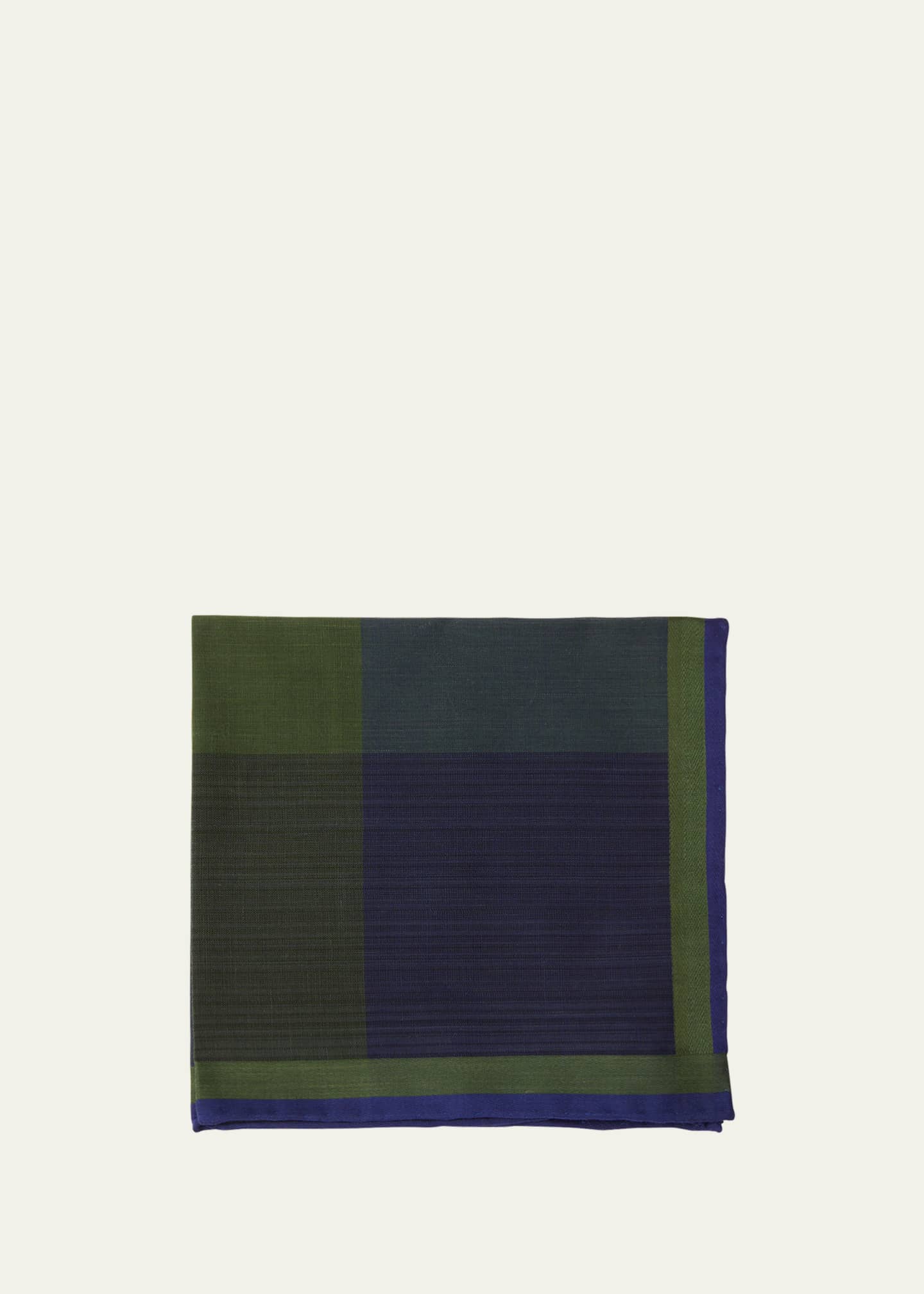 Simonnot Godard Men's Bicolor Tartan Check Handkerchief