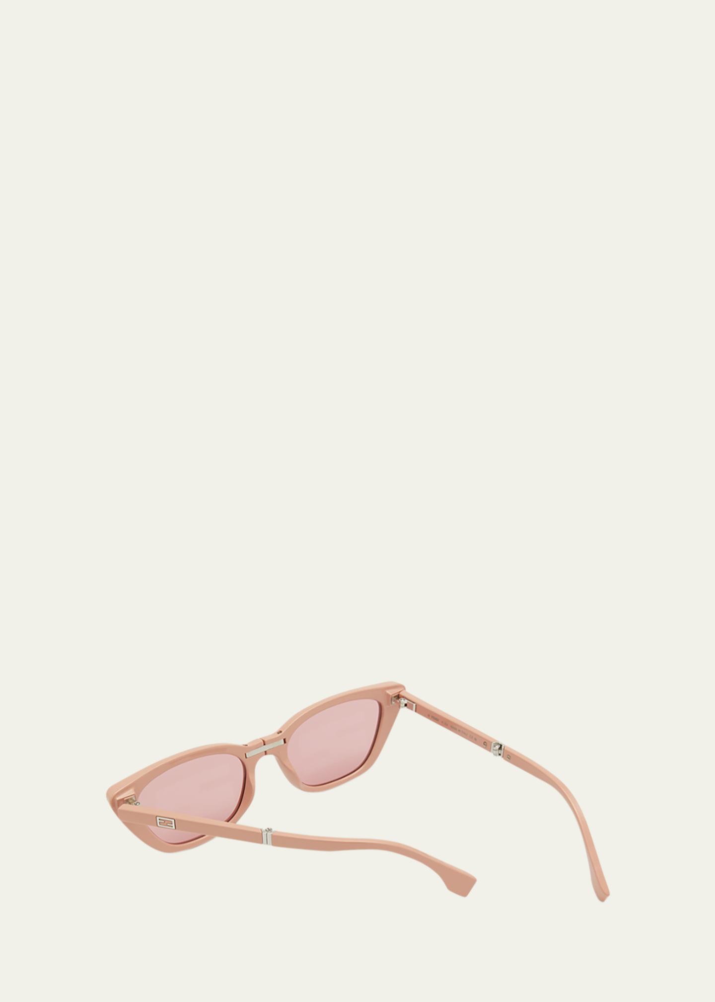 Fendi Baguette Mirrored Folding Nylon Cat-Eye Sunglasses  display picture 1