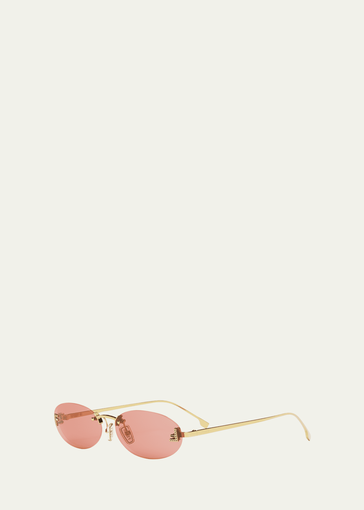 Gold Fendi First rimless oval metal sunglasses, Fendi Eyewear