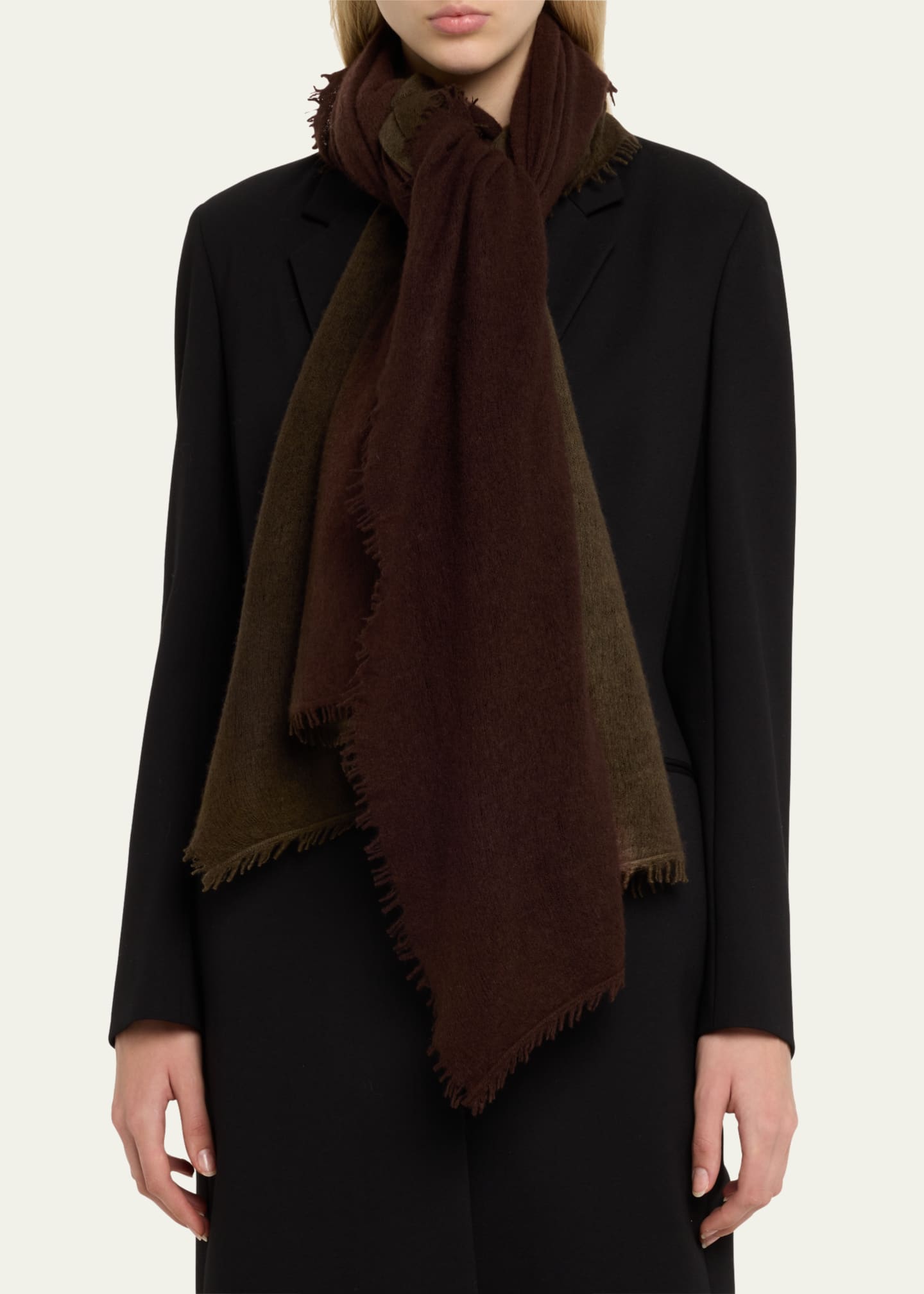 Denis Colomb Fuzzy Feture Two-Tone Cashmere Scarf Image 3 of 4