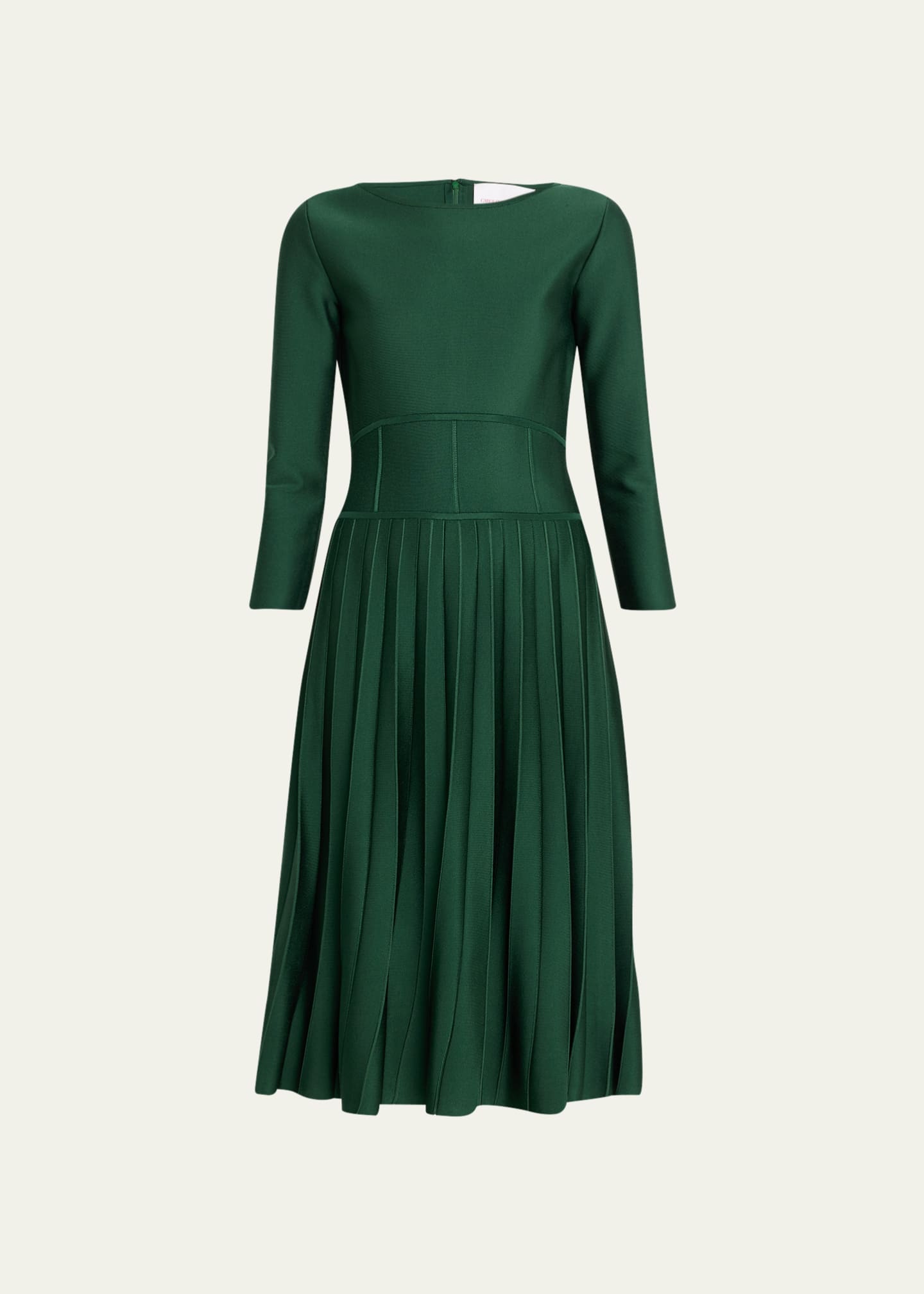 Carolina Herrera CorsetWaist Pleated Midi Dress Bergdorf Goodman