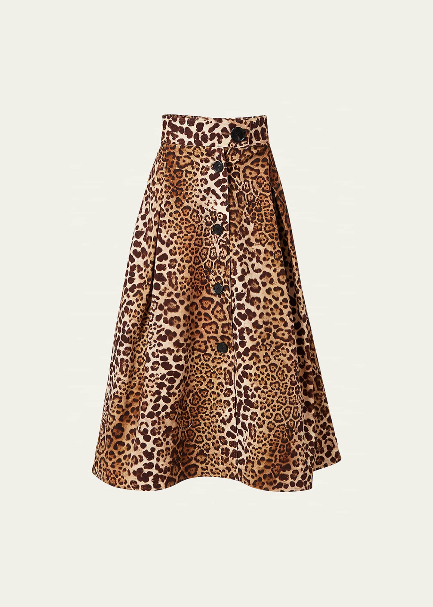 leopard print pleated midi skirt