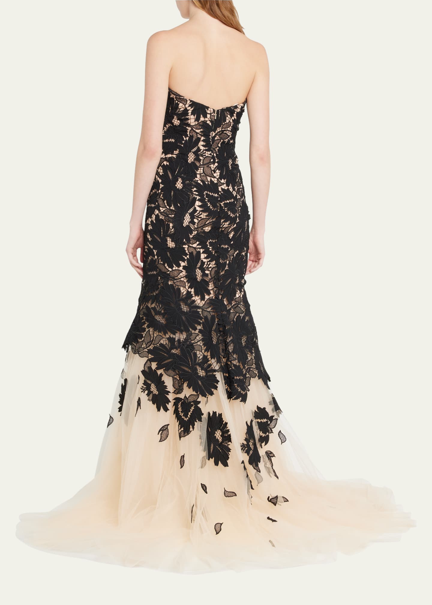 Pamella Roland Strapless Floral Lace Tulle Trumpet Gown - Bergdorf Goodman