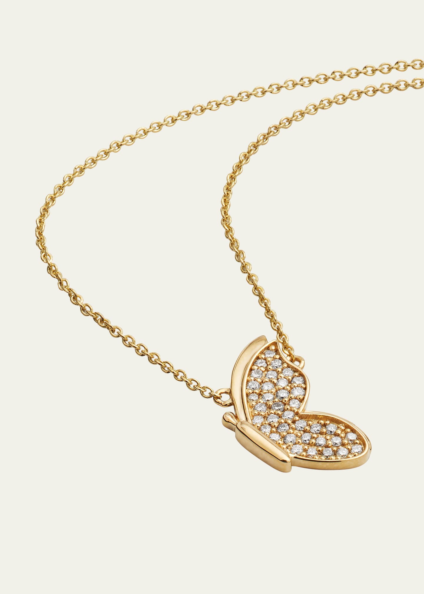 Sydney Evan 14K Gold Diamond Pav In Flight Butterfly Necklace