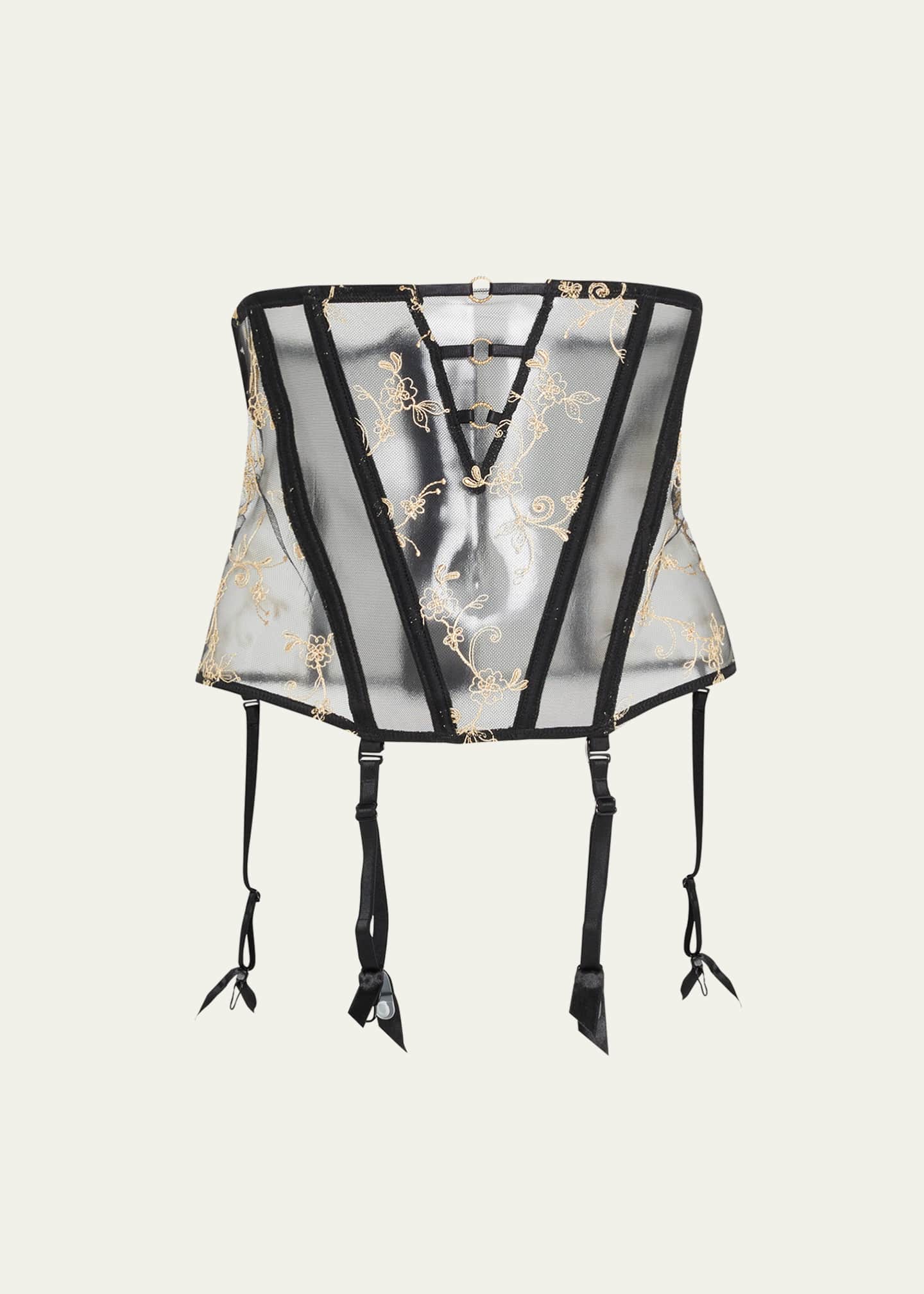 Lise Charmel Floral Embroidered Waspie Suspender Belt Bergdorf