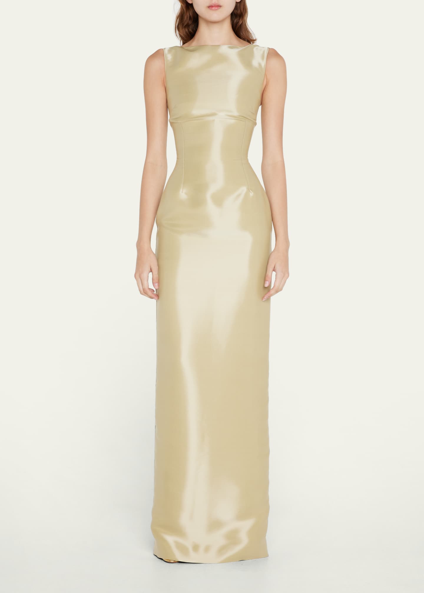 Ralph Lauren Collection Arella Boat-Neck Satin Long Dress - Bergdorf ...