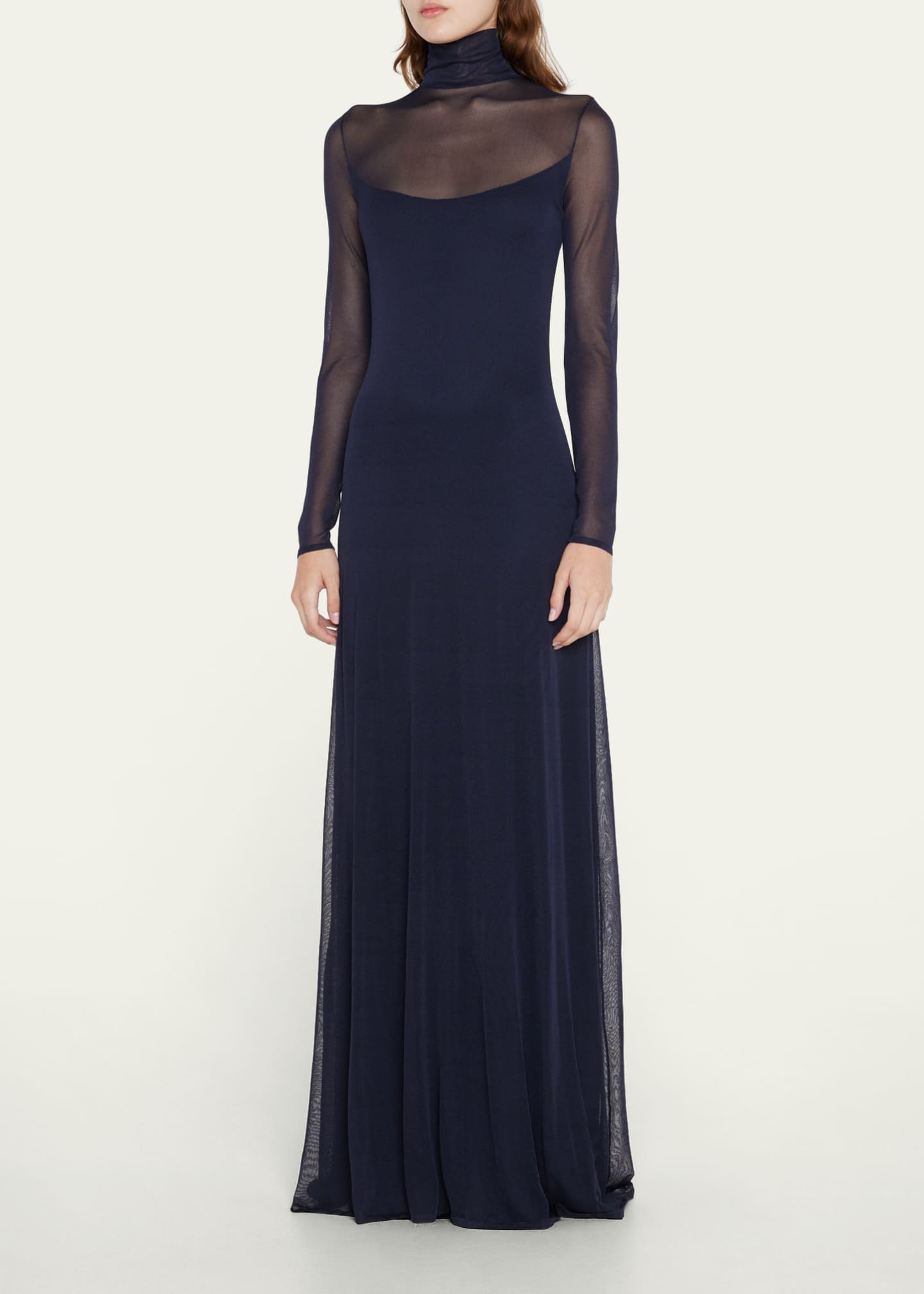 Ralph Lauren Collection Sheer Turtleneck Knit Column Evening Dress -  Bergdorf Goodman