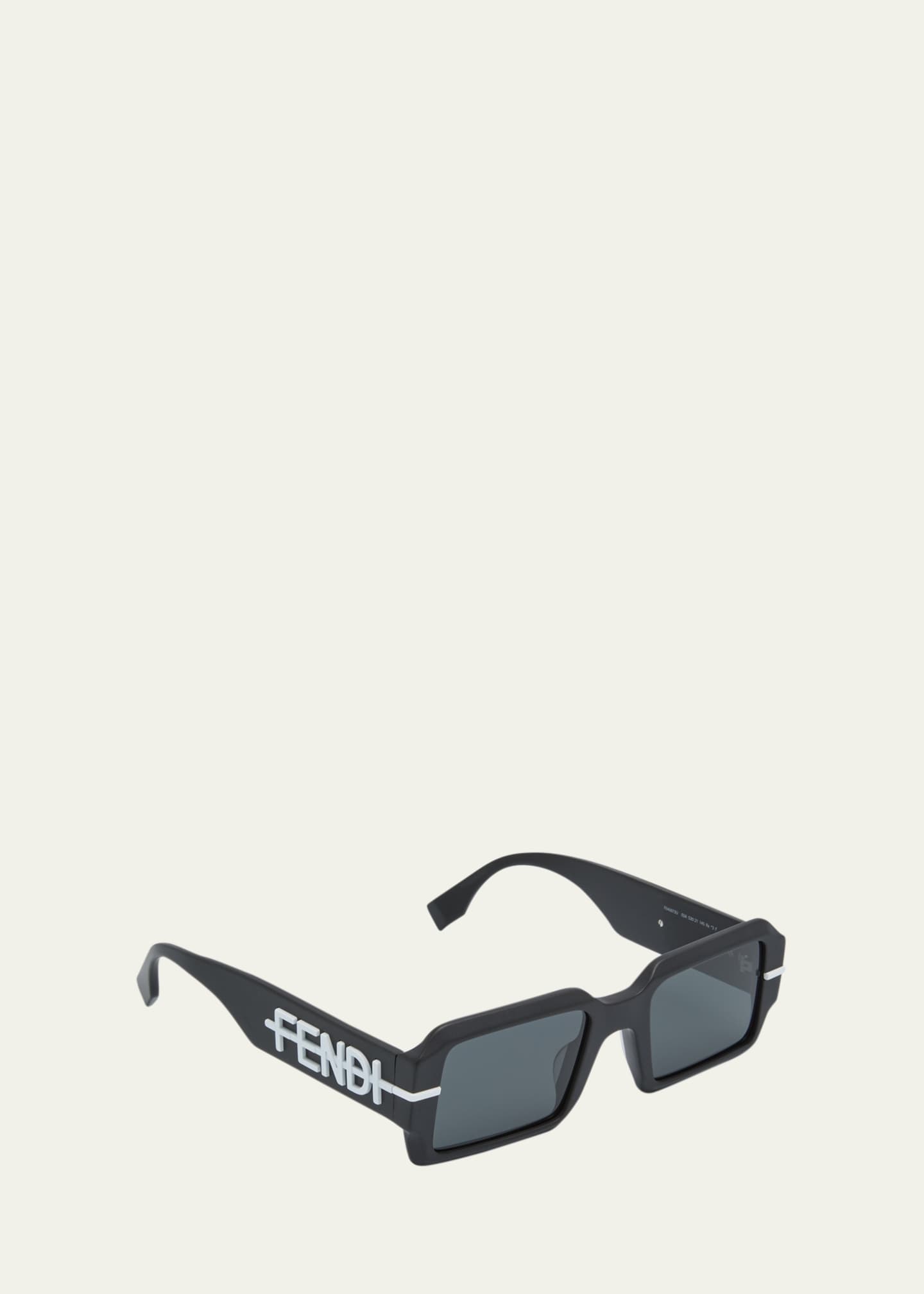 Fendi Men's Raised Logo Rectangle Sunglasses Image 2 of 2