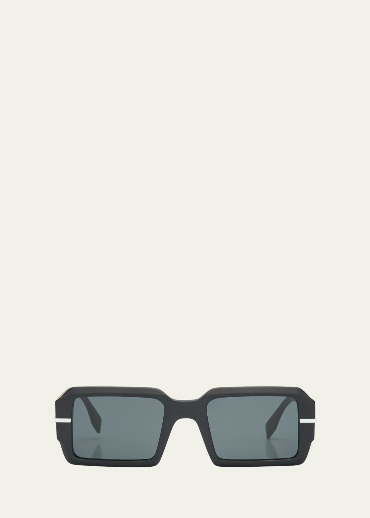 Fendi Men's Raised Logo Rectangle Sunglasses Image 1 of 2