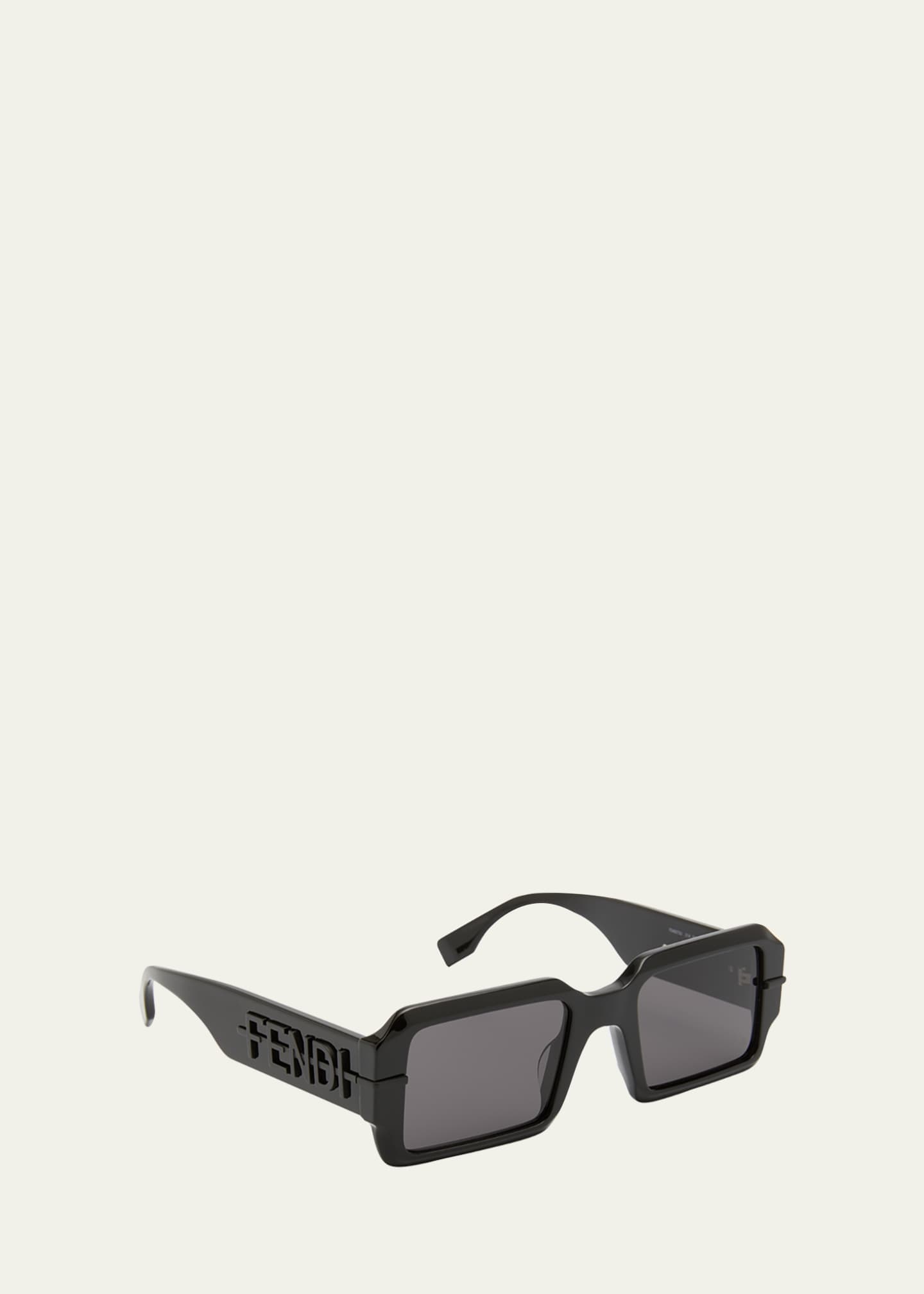 Fendi Men's Raised Logo Rectangle Sunglasses - Bergdorf Goodman