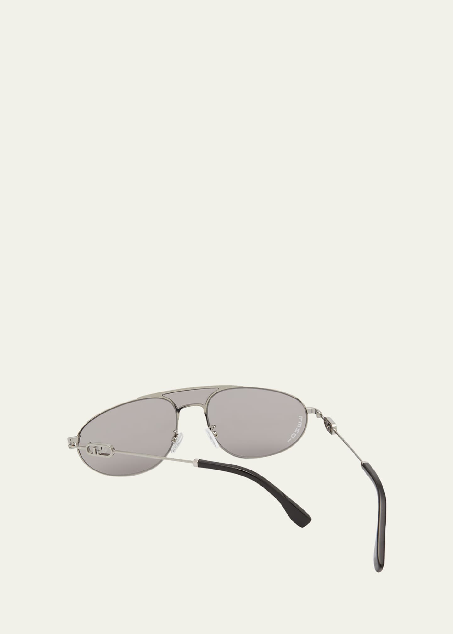 Fendi Men's Double-Bridge Metal Oval Sunglasses Image 2 of 3