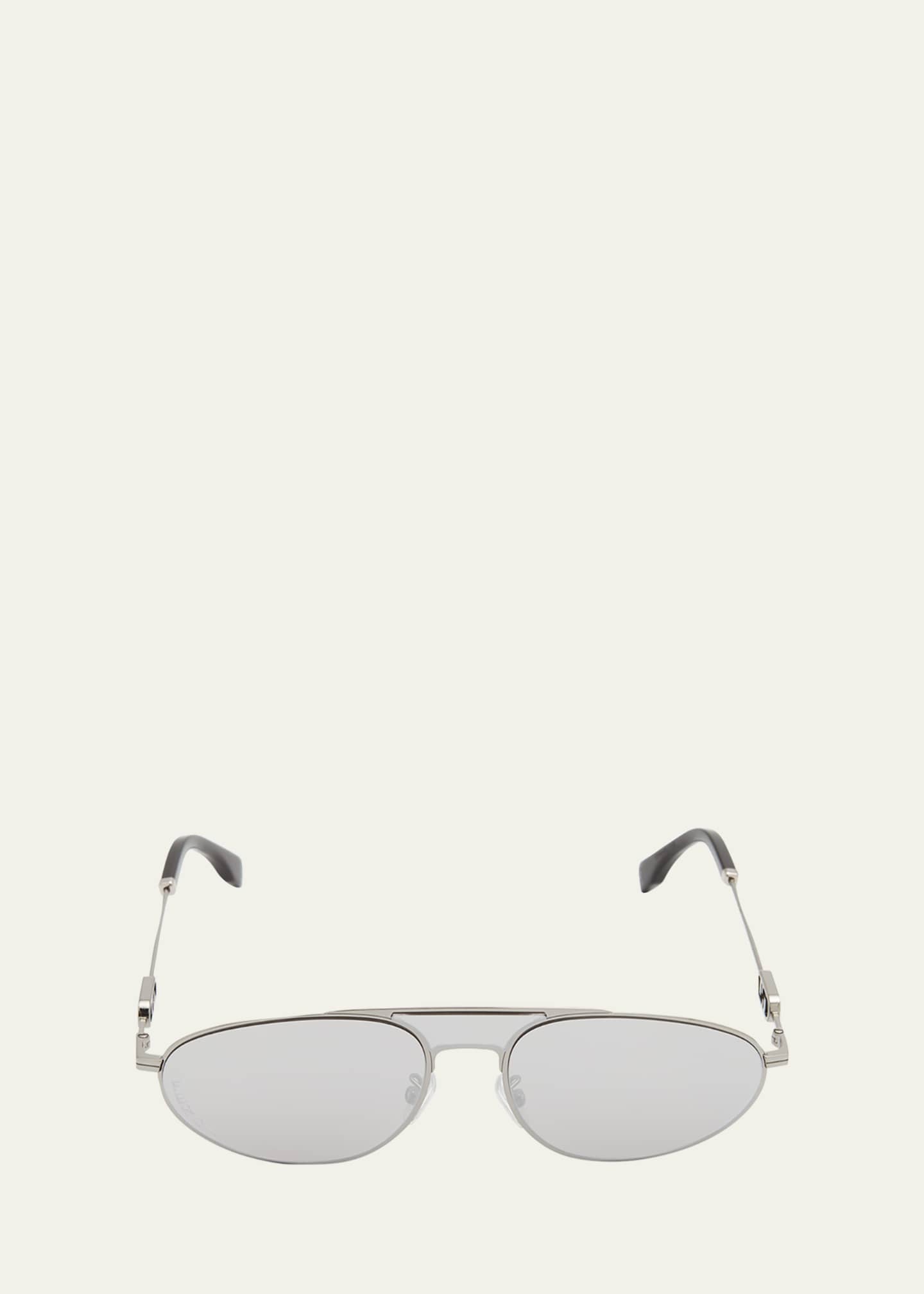 Fendi Men's Double-Bridge Metal Oval Sunglasses Image 1 of 3