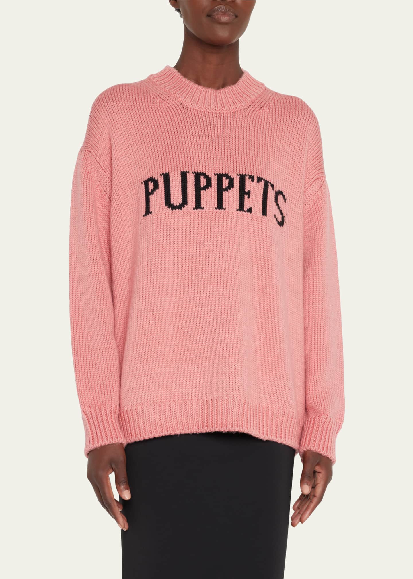 PUPPETS AND PUPPETS LogoIntarsia Wool Sweater Bergdorf Goodman