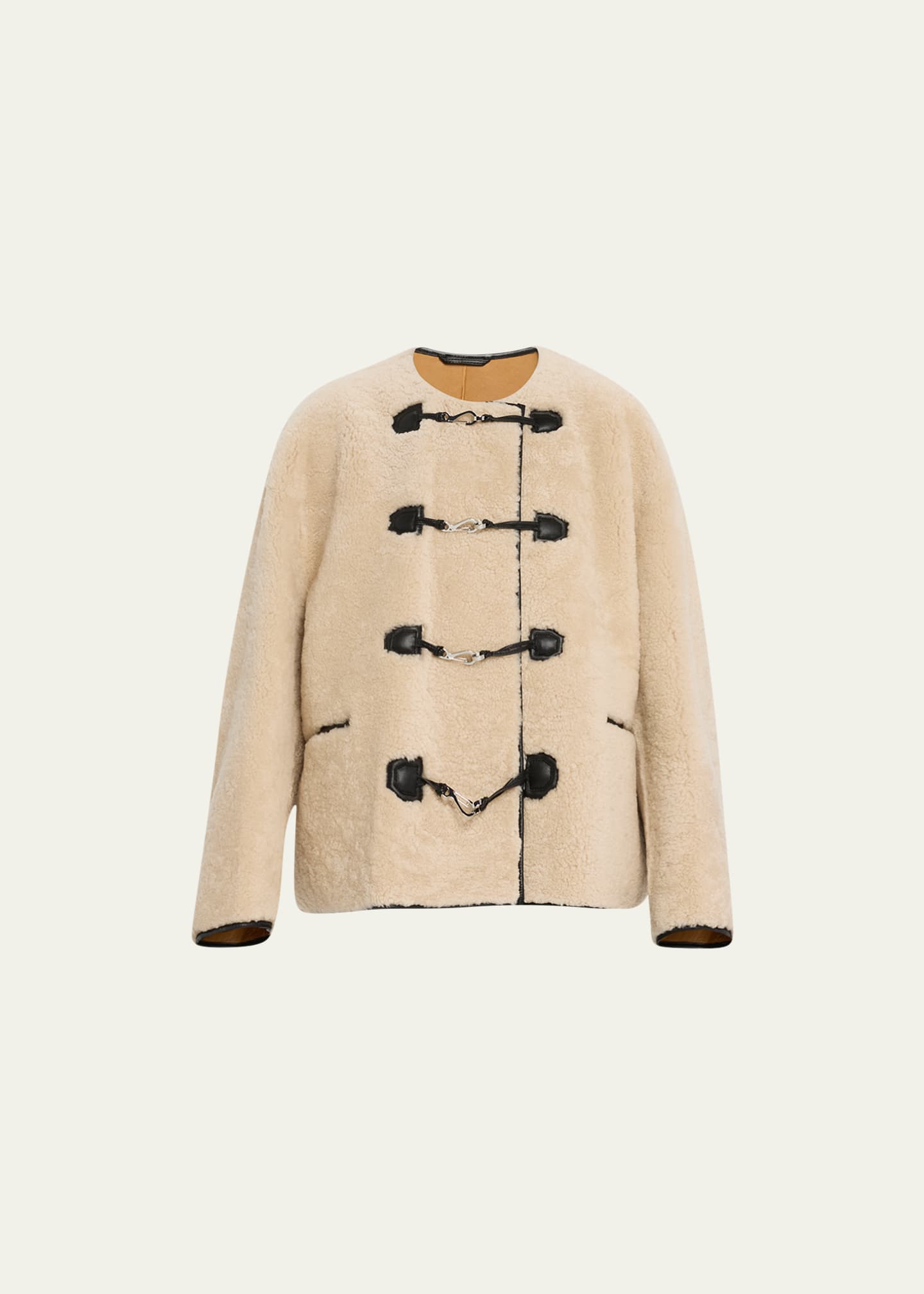 Toteme Sheep Shearling Clasp Single Breasted Teddy Jacket