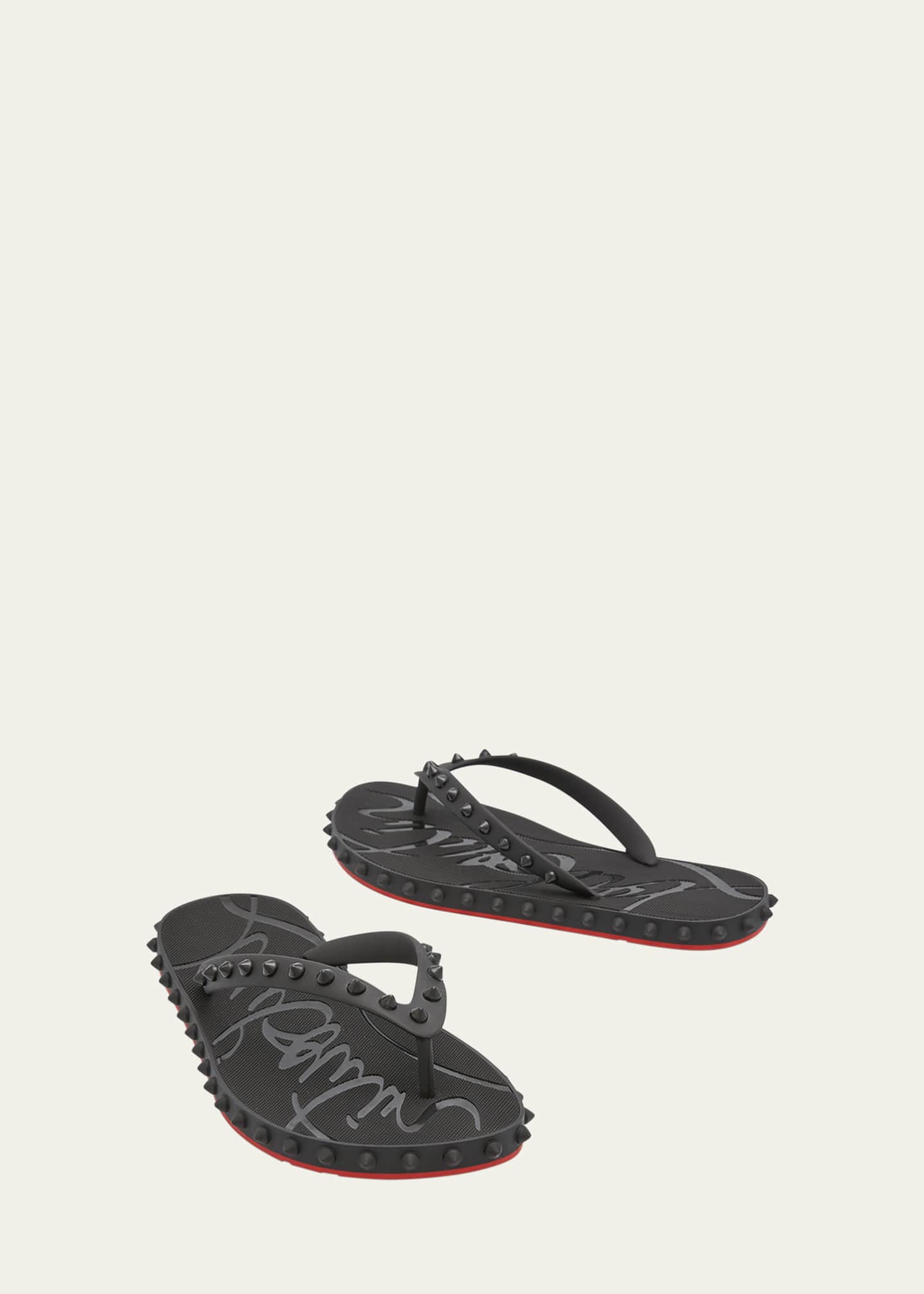 Christian Louboutin Loubi Donna Spike Red Sole Flip Flops Image 8 of 8