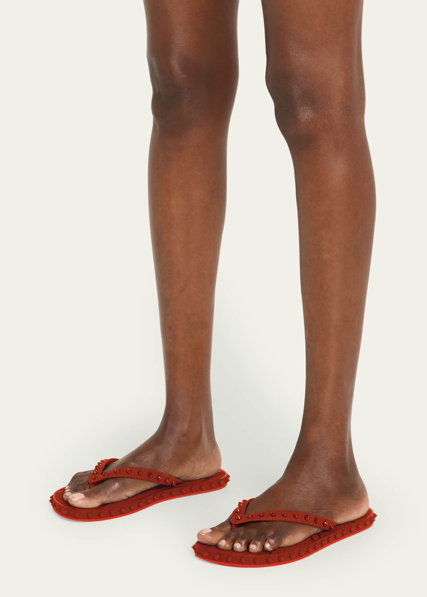 Christian Louboutin Loubi Donna Spike Red Sole Flip Flops