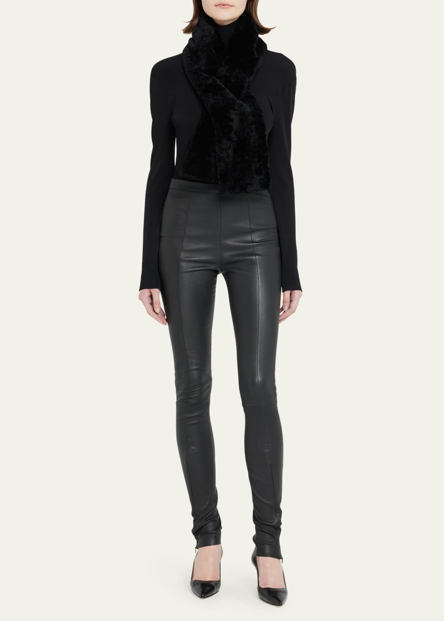 Gorski Sheep Shearling Pull-Through Scarf Image 2 of 3