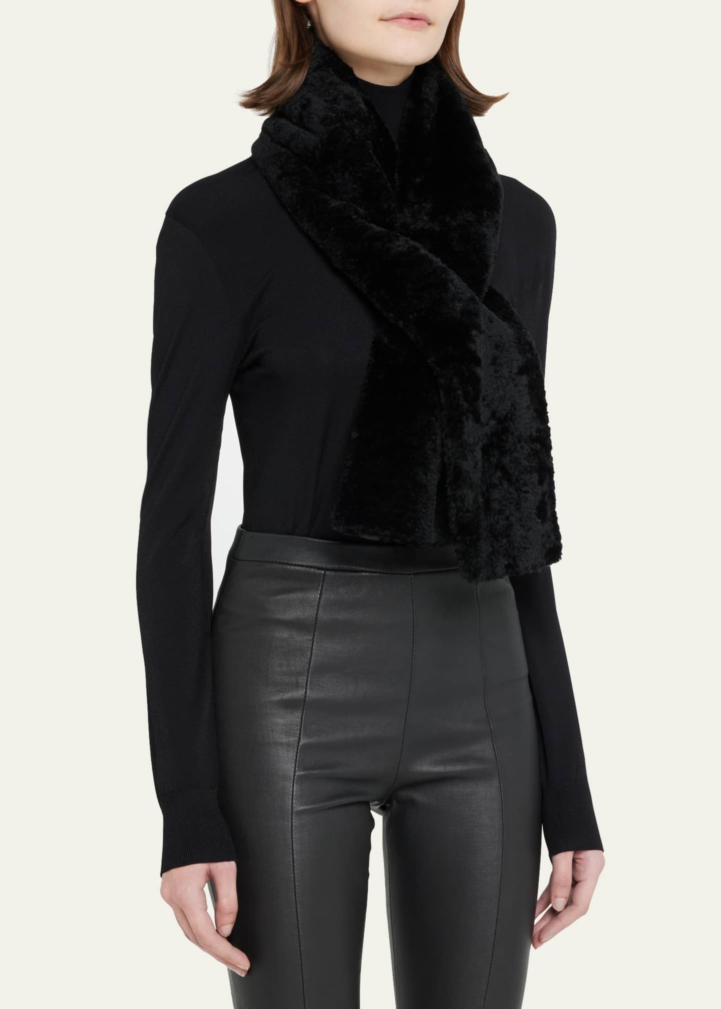 Gorski Sheep Shearling Pull-Through Scarf Image 3 of 3