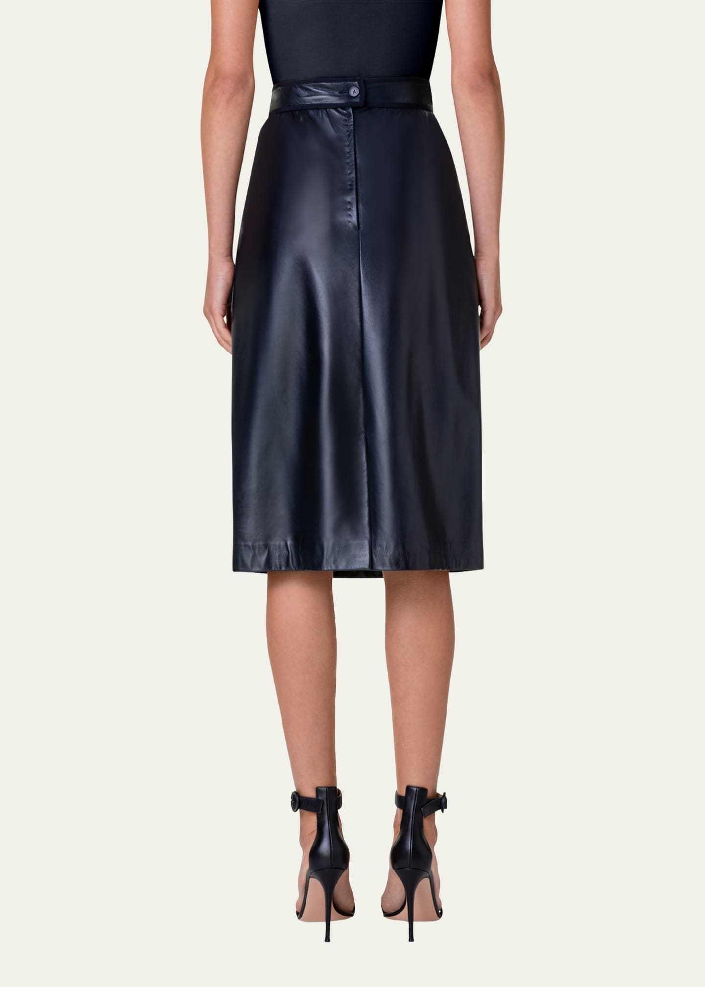 Akris Pleated Nappa Leather Midi Skirt - Bergdorf Goodman