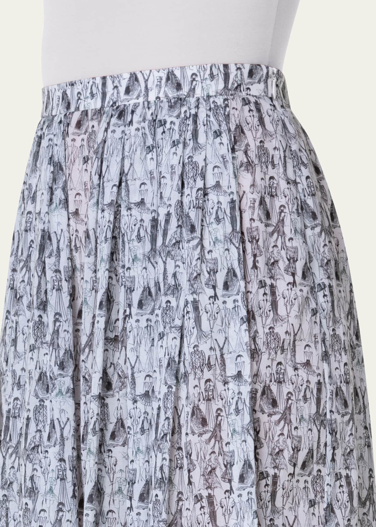 Akris Pleated Croquis Print Maxi Skirt - Bergdorf Goodman