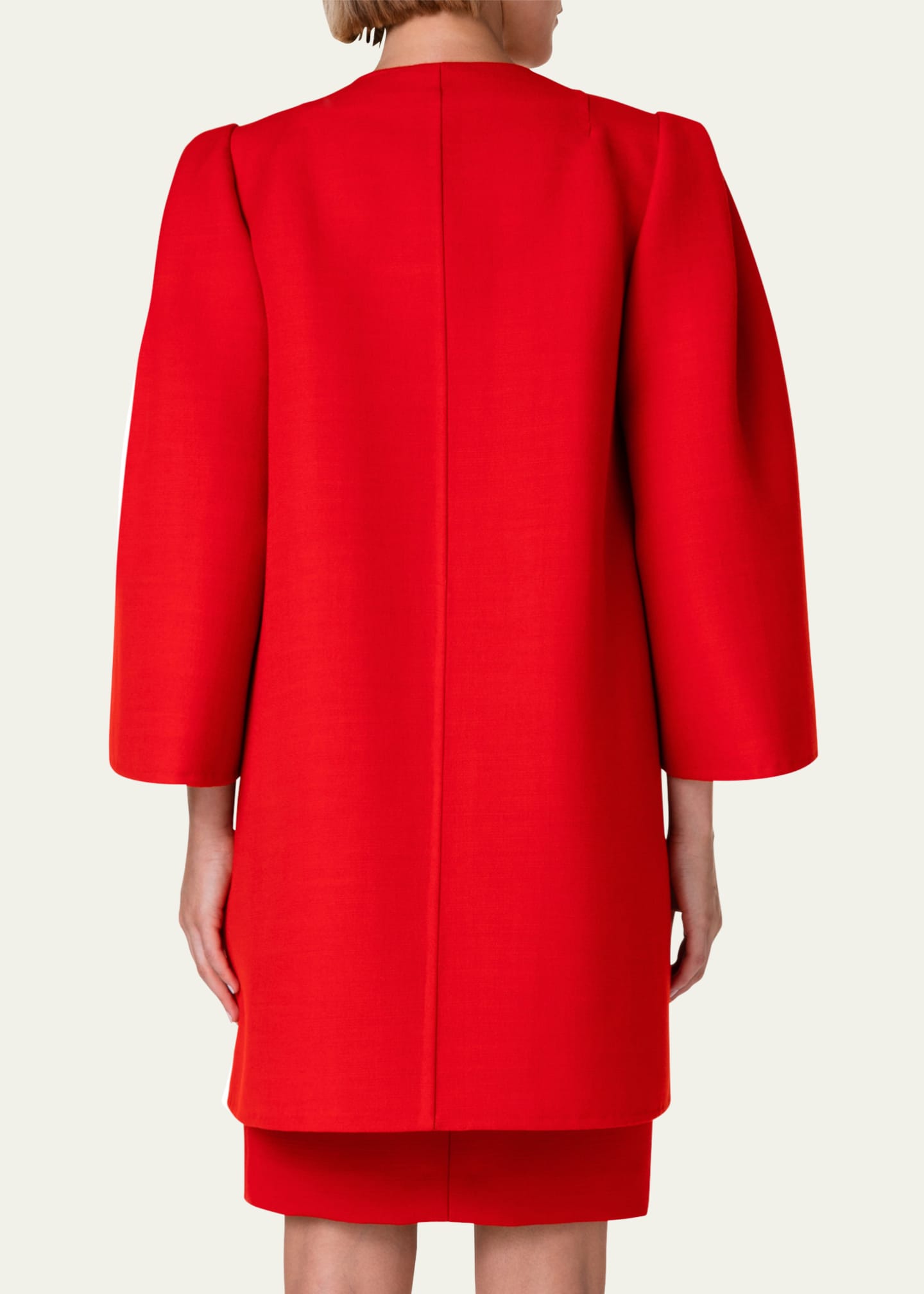 Akris Oriana Structured Wool Coat w/ Bracelet Sleeves - Bergdorf Goodman
