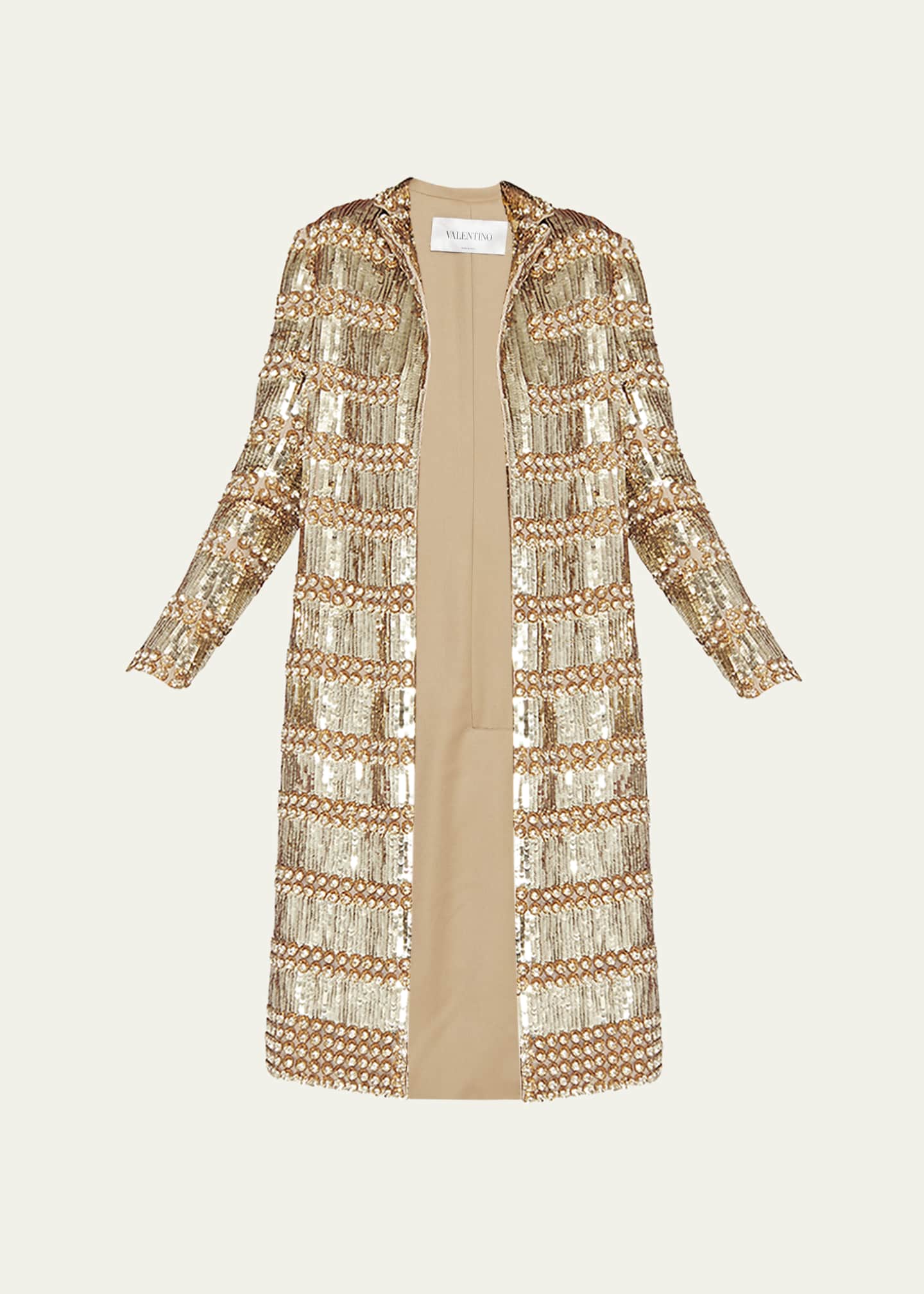 Valentino Garavani Organza Sequin Embroidered Coat