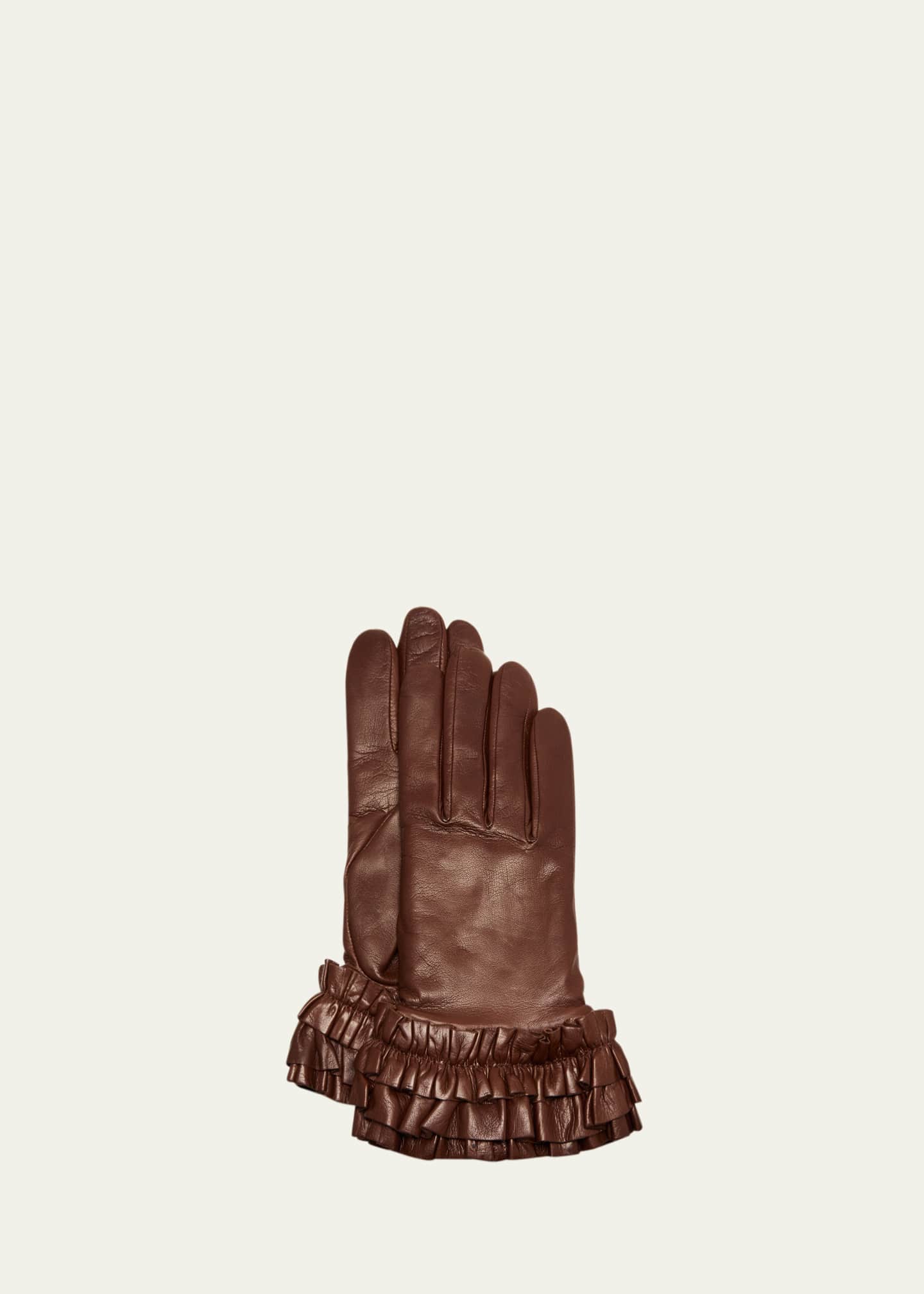 Agnelle Ruffle Cuffs Leather Gloves