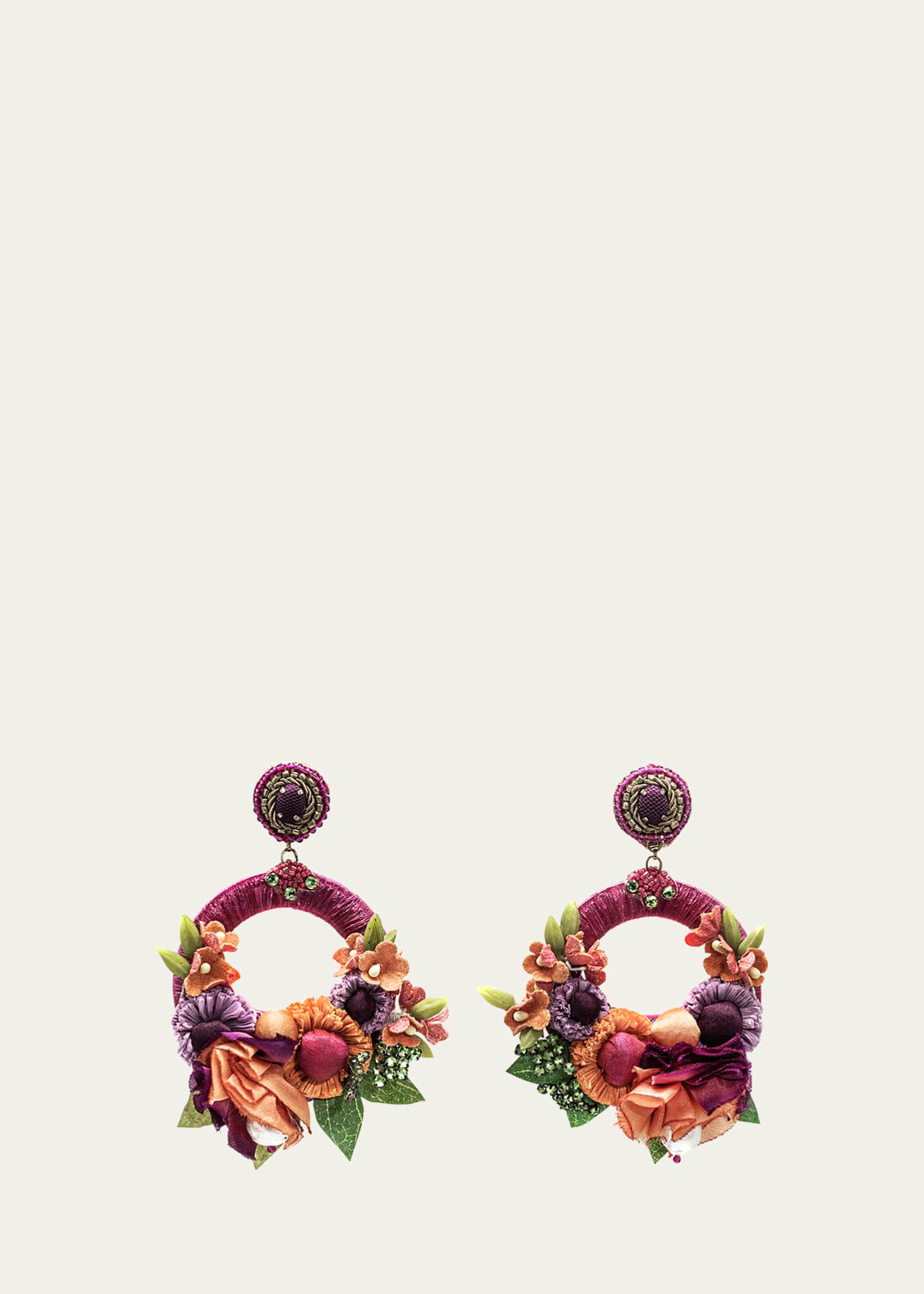 Ranjana Khan Pink Floral and Ribbon Earrings with Crystal Petals