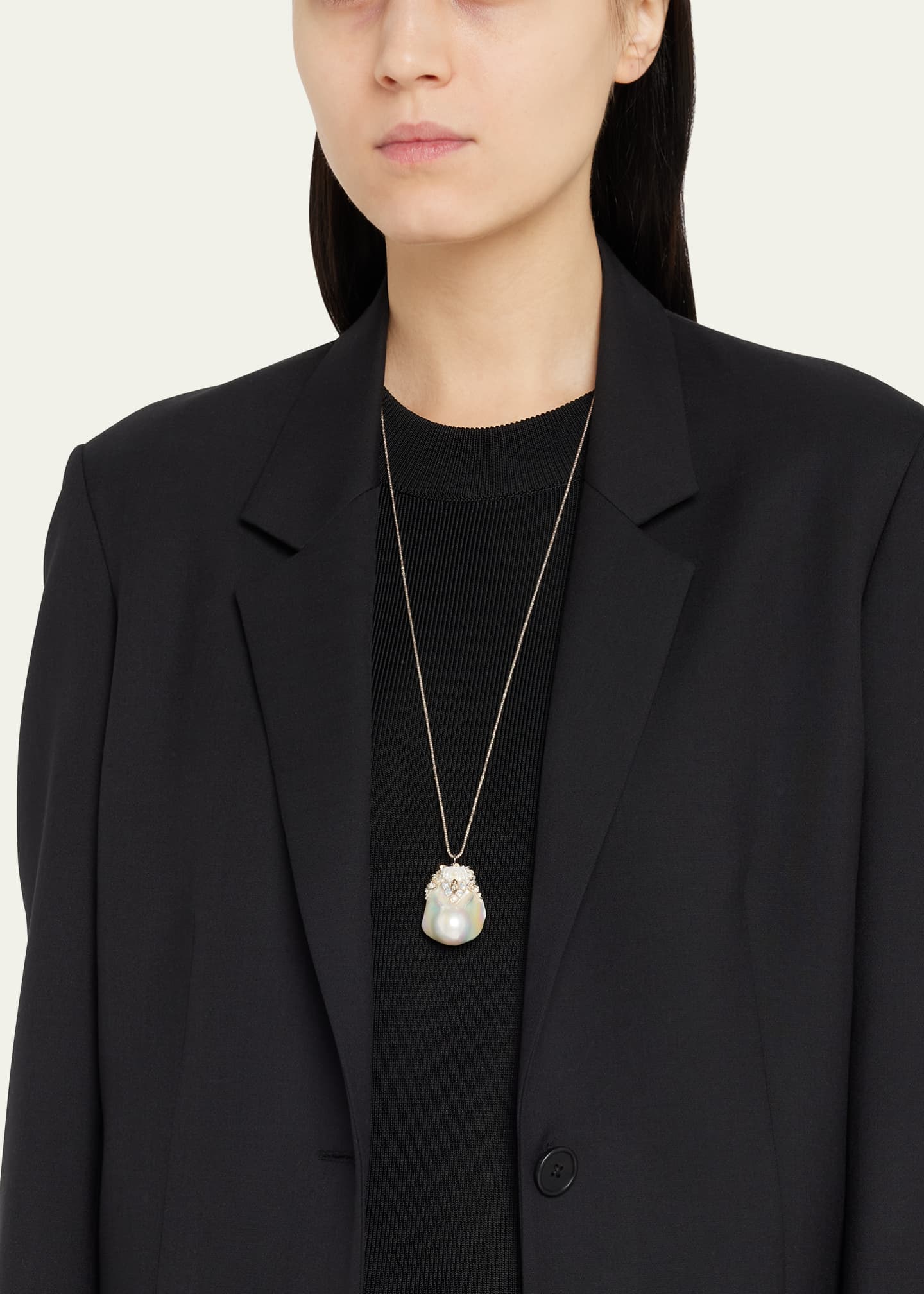 Ranjana Khan Crystal & Mother-of-Pearl Embellished Baroque Pearl Necklace Image 2 of 4