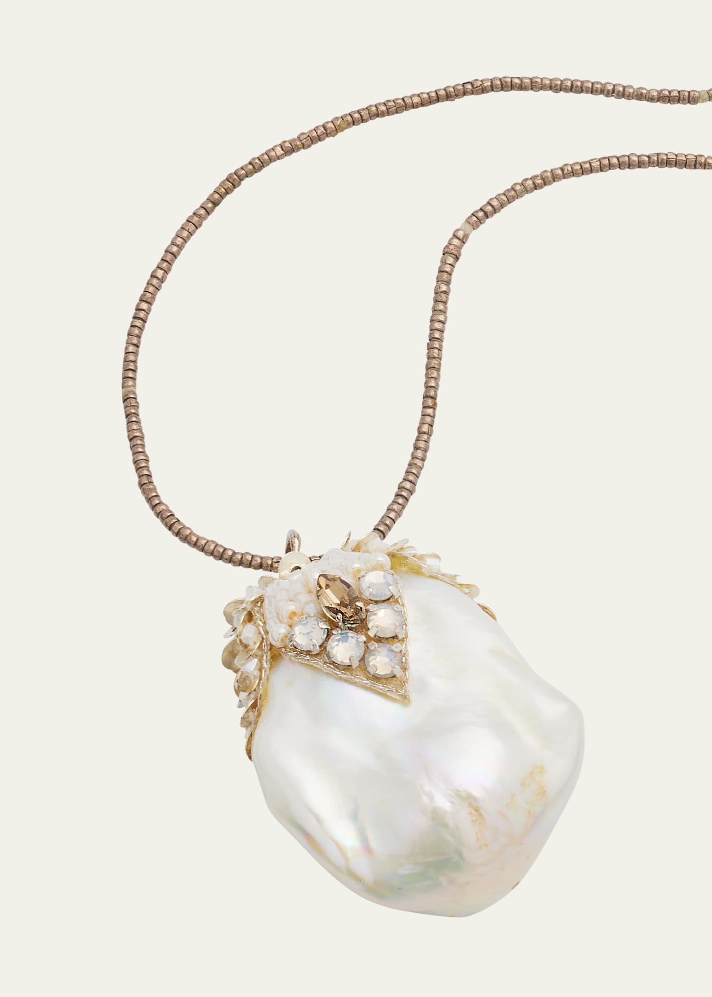 Ranjana Khan Crystal & Mother-of-Pearl Embellished Baroque Pearl Necklace Image 3 of 4