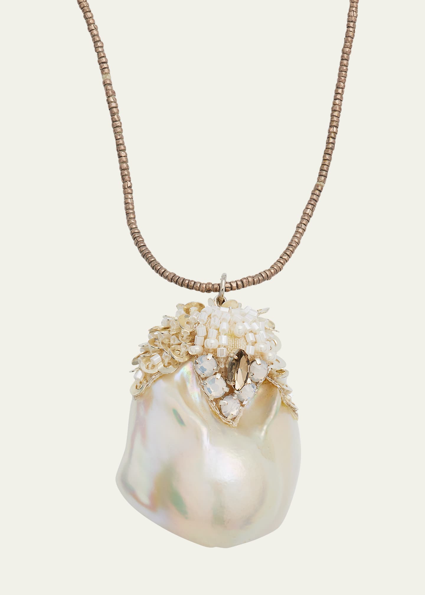 Ranjana Khan Crystal & Mother-of-Pearl Embellished Baroque Pearl Necklace Image 1 of 4
