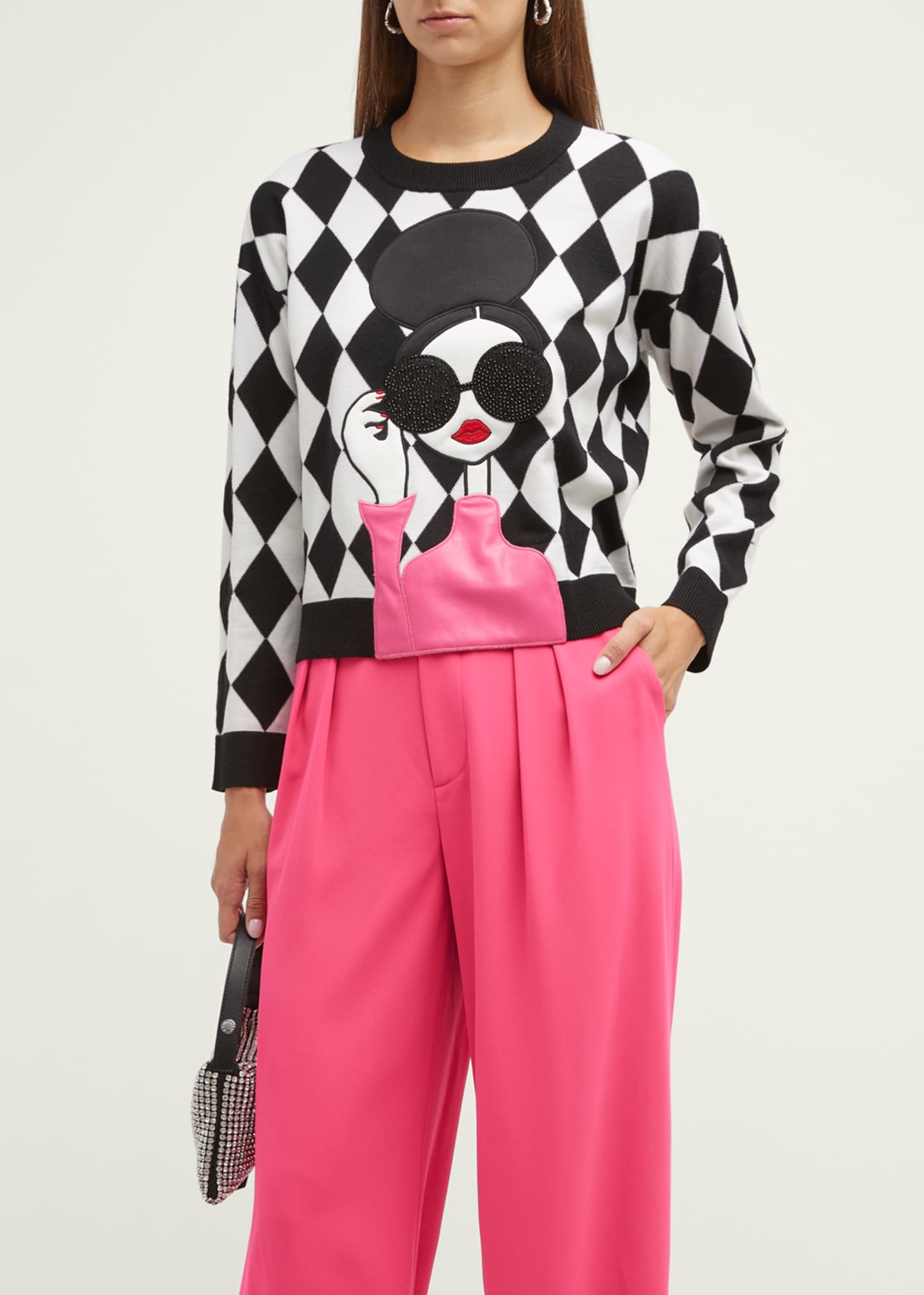 Alice + Olivia Gleeson Applique Stace Long-Sleeve Pullover