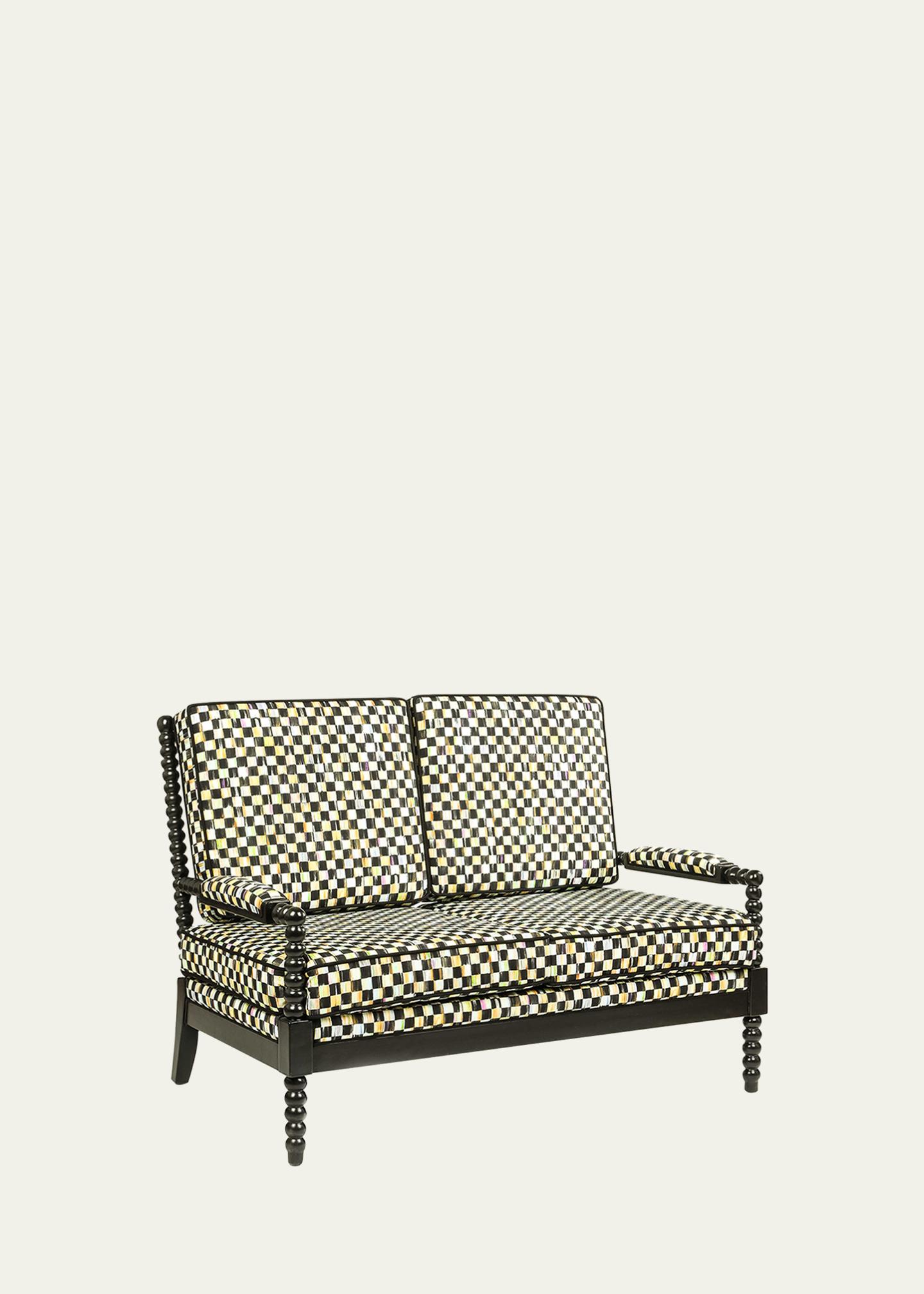 MacKenzie-Childs Spindle Check Outdoor Settee - Bergdorf Goodman