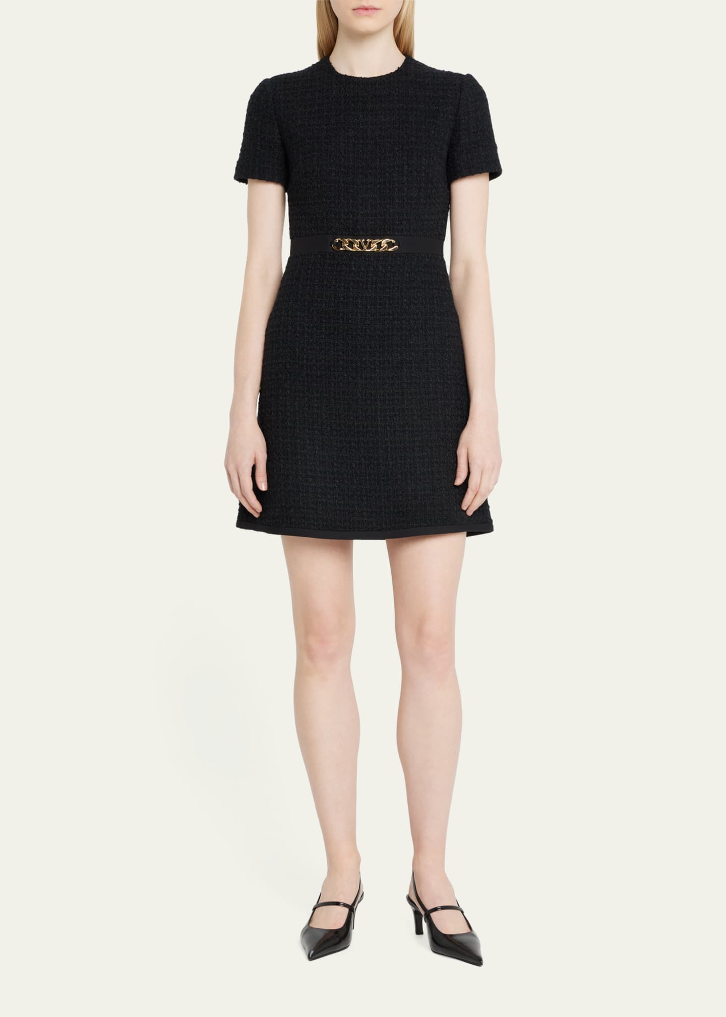 Valentino Garavani Tweed ChainBelt Mini Dress Bergdorf Goodman