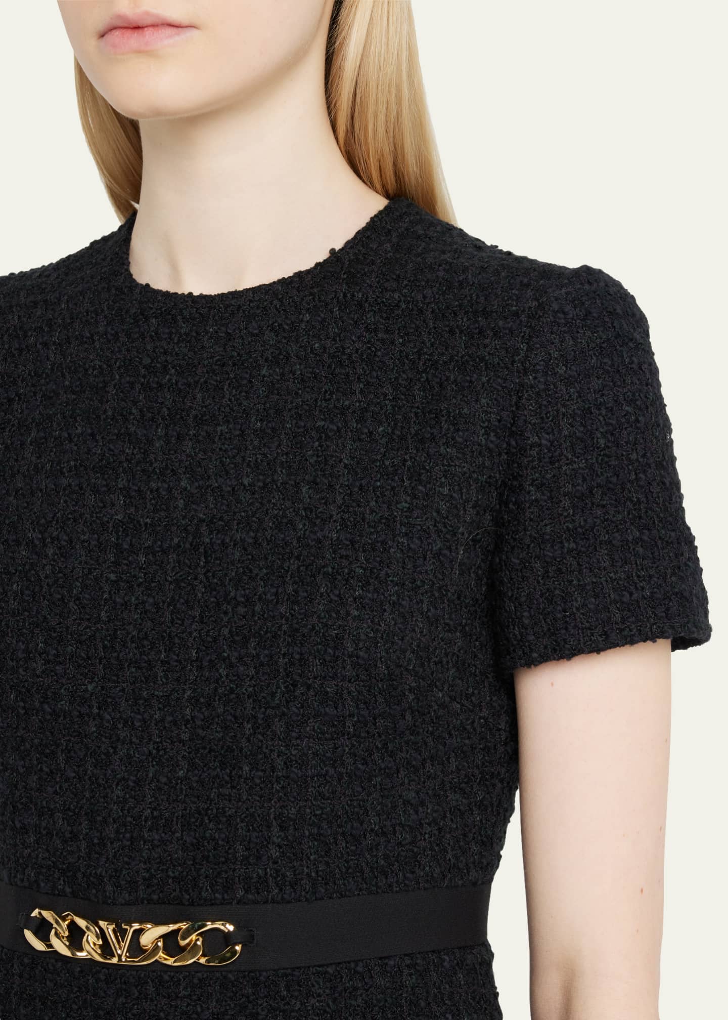 Valentino Garavani Tweed ChainBelt Mini Dress Bergdorf Goodman