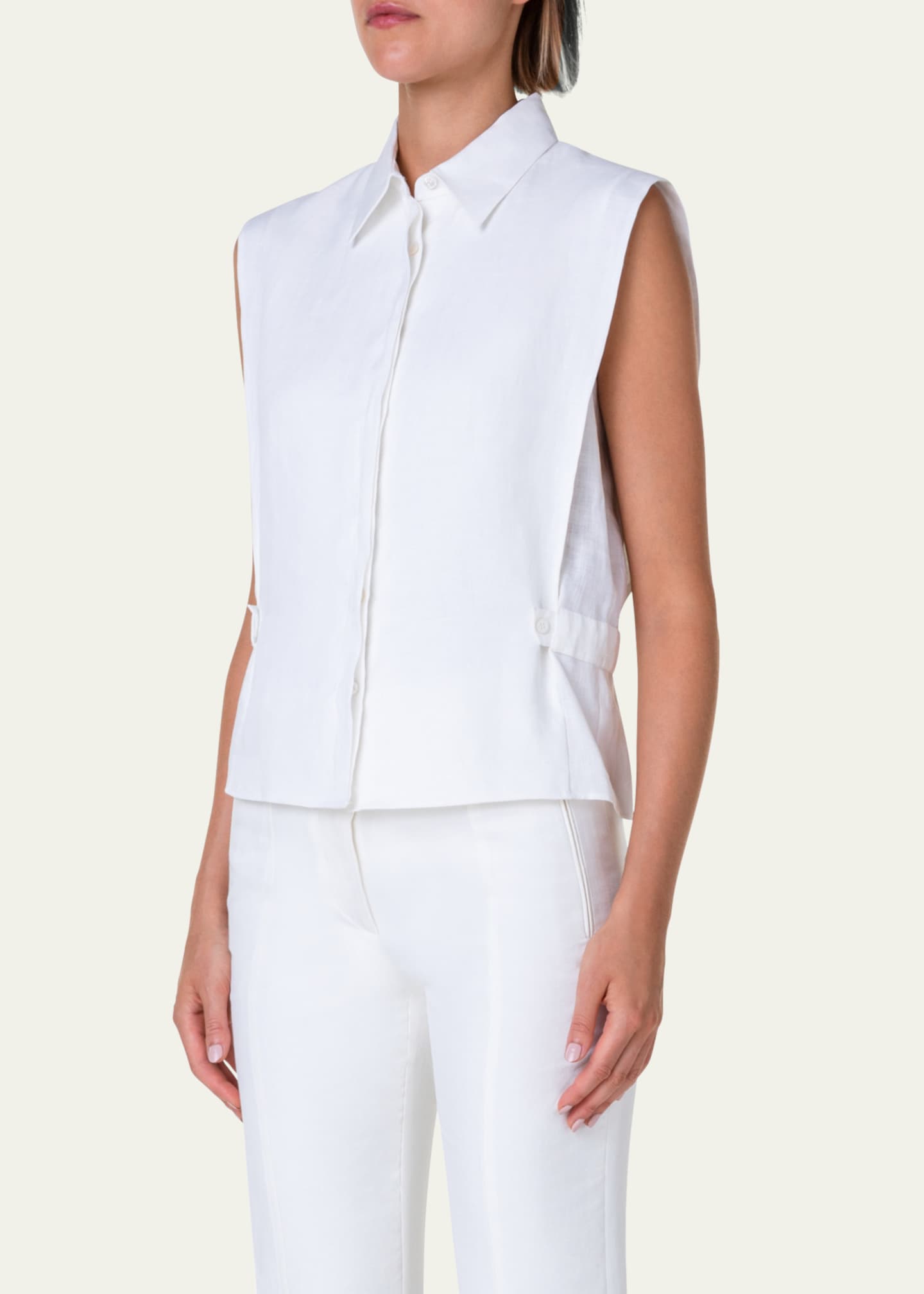 Akris Fitted Linen Voile Blouse Bergdorf Goodman